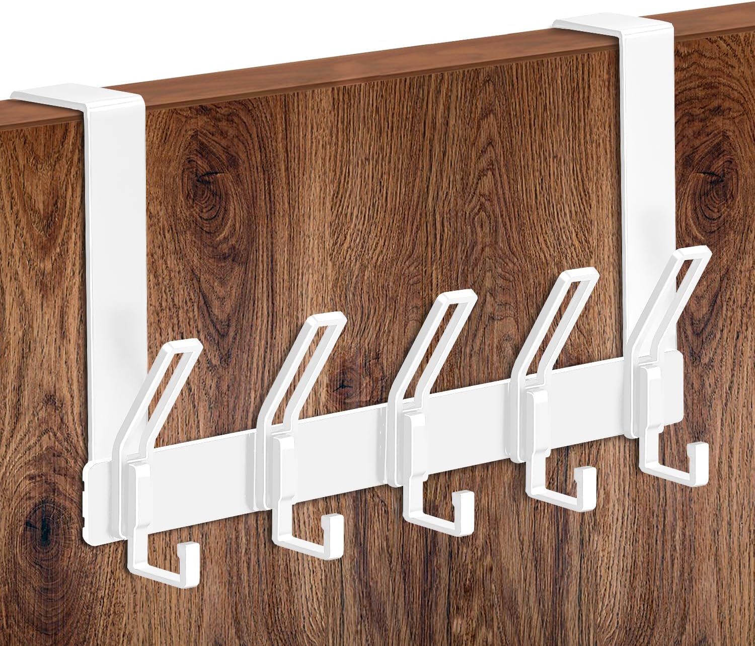 MIVITOOM Over The Door Hook Hanger with 5 Coat Hooks (White) – space-saving storage for doors