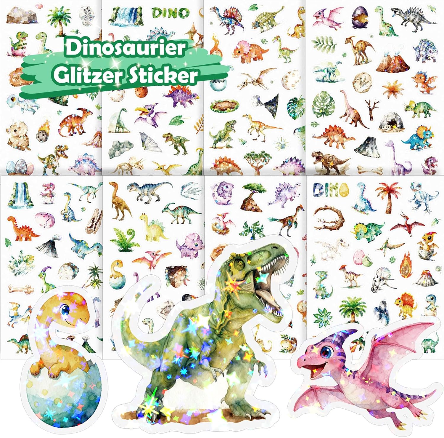 Thumbnail 6 de Unicorn Glitter Stickers for Children – 8 Cute Unicorns with a Holographic Finish