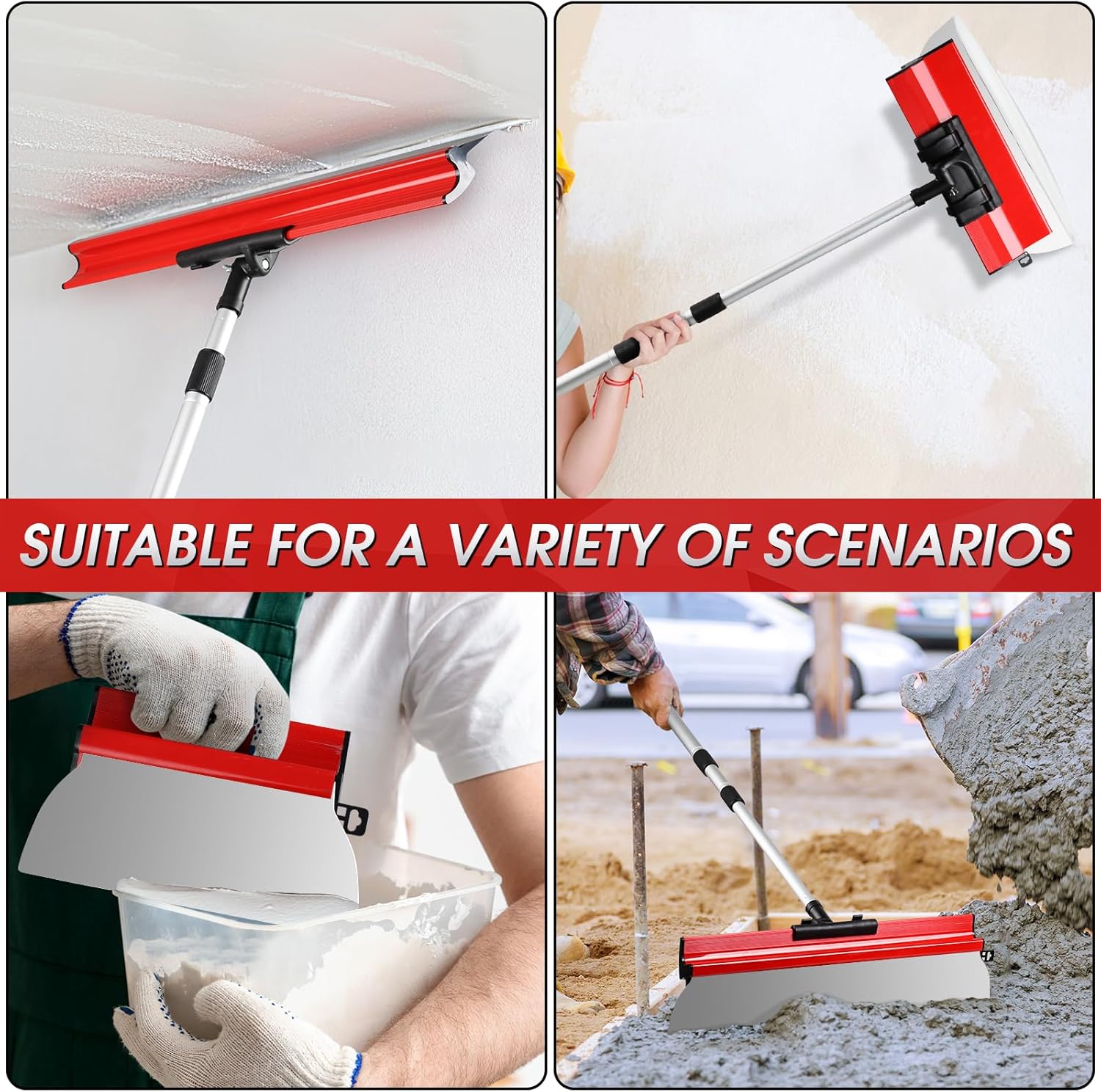 Thumbnail 5 de suokoun Spatole per stucco kit in acciaio inox (250 mm + 400 mm + 600 mm) con maniglia estensione
