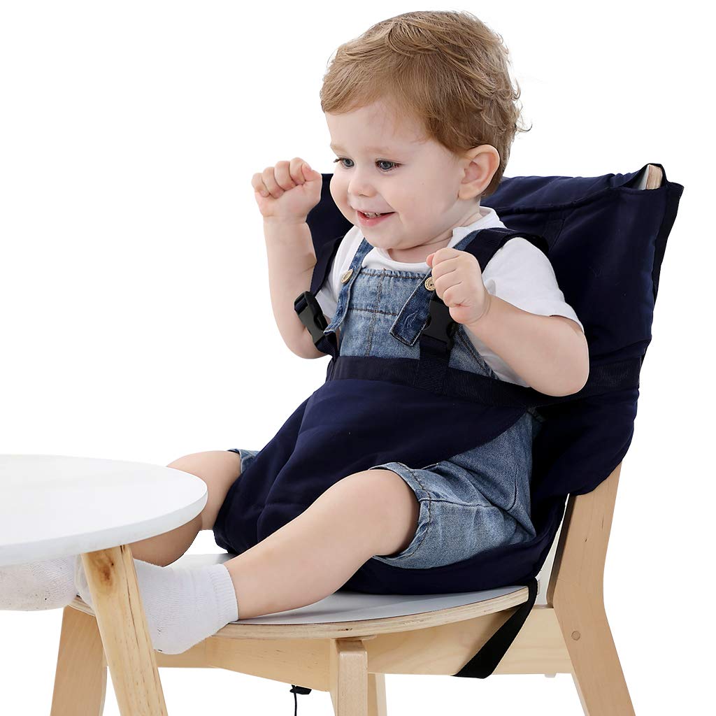 Vine Easy Seat: Tragbarer Reisehochstuhl – verstellbar, waschbar, Blau