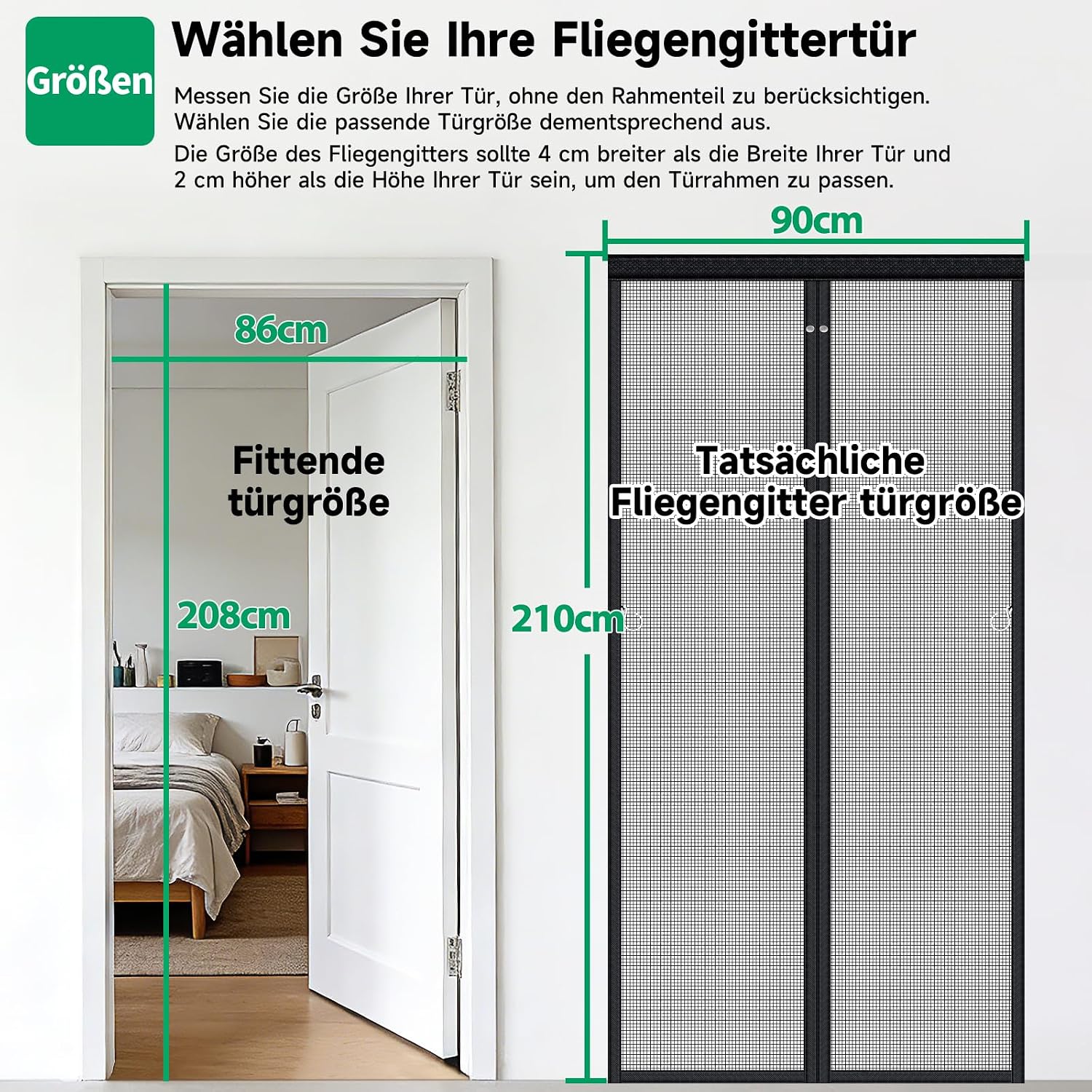 Thumbnail 5 de HOFUDON Fliegengitter Balkontür Magnet 90x210 cm – durchgehender Magnetverschluss ohne Lücken
