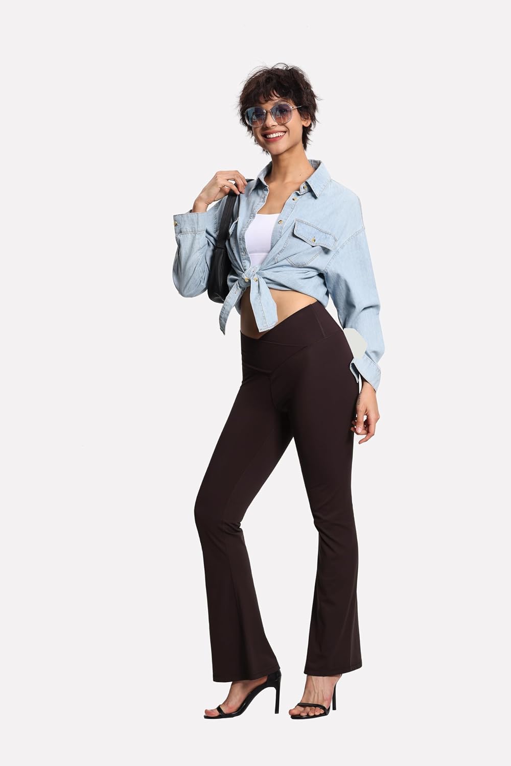 Thumbnail 4 de THE GYM PEOPLE Women's Flare Sports Leggings with V-Cross Waist