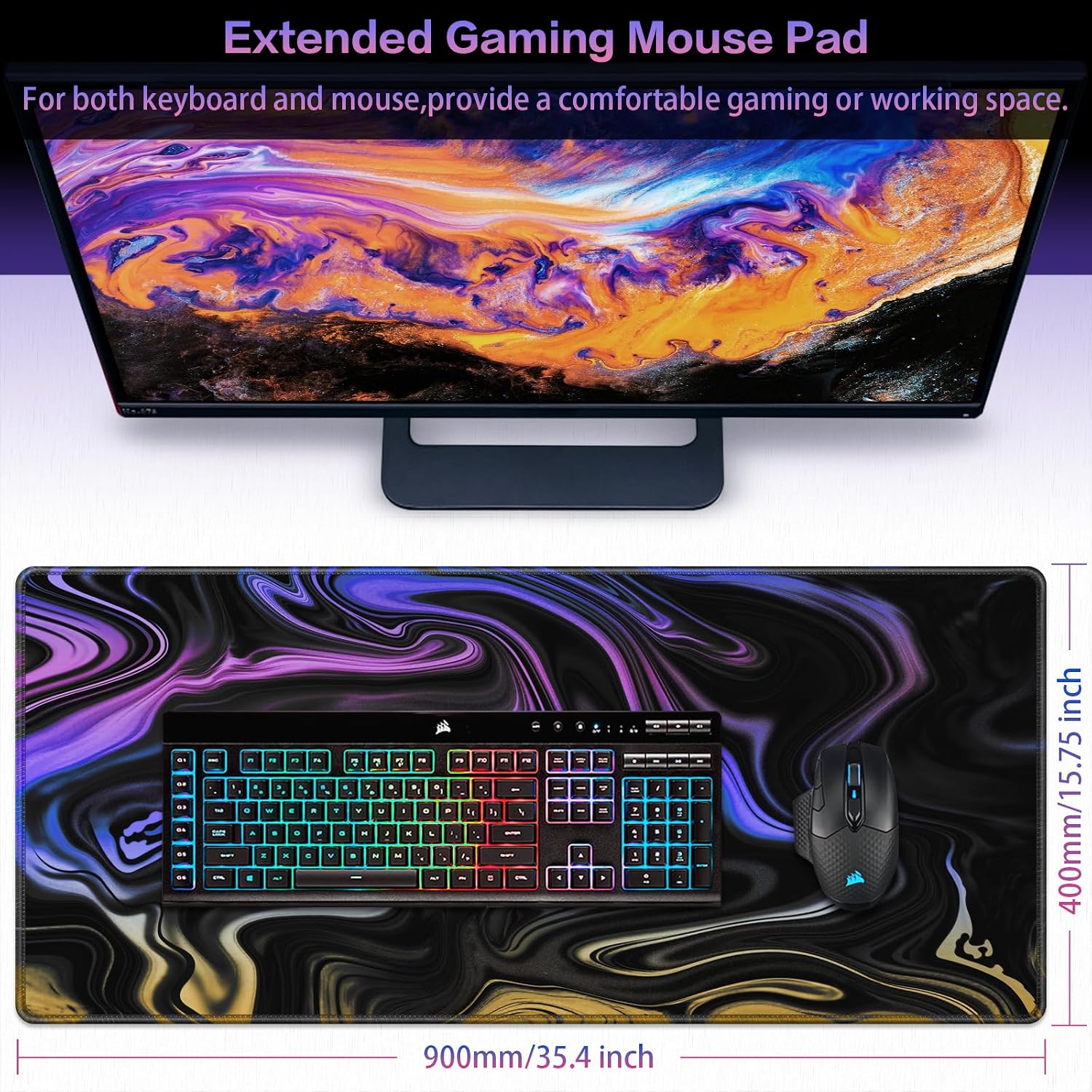 Thumbnail 1 de Canjoy Large Gaming Mouse Pad with Lycra Surface and Non-Slip Base