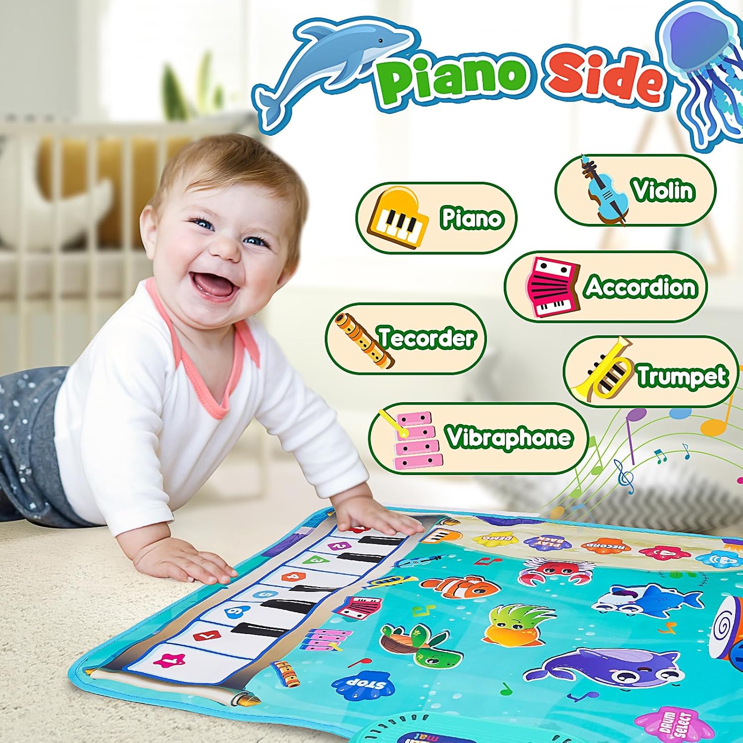 Thumbnail 2 de Gralal 3-in-1 Animal Musical Mat for 1–2 Year Olds – Piano, Drums & Recording Toy