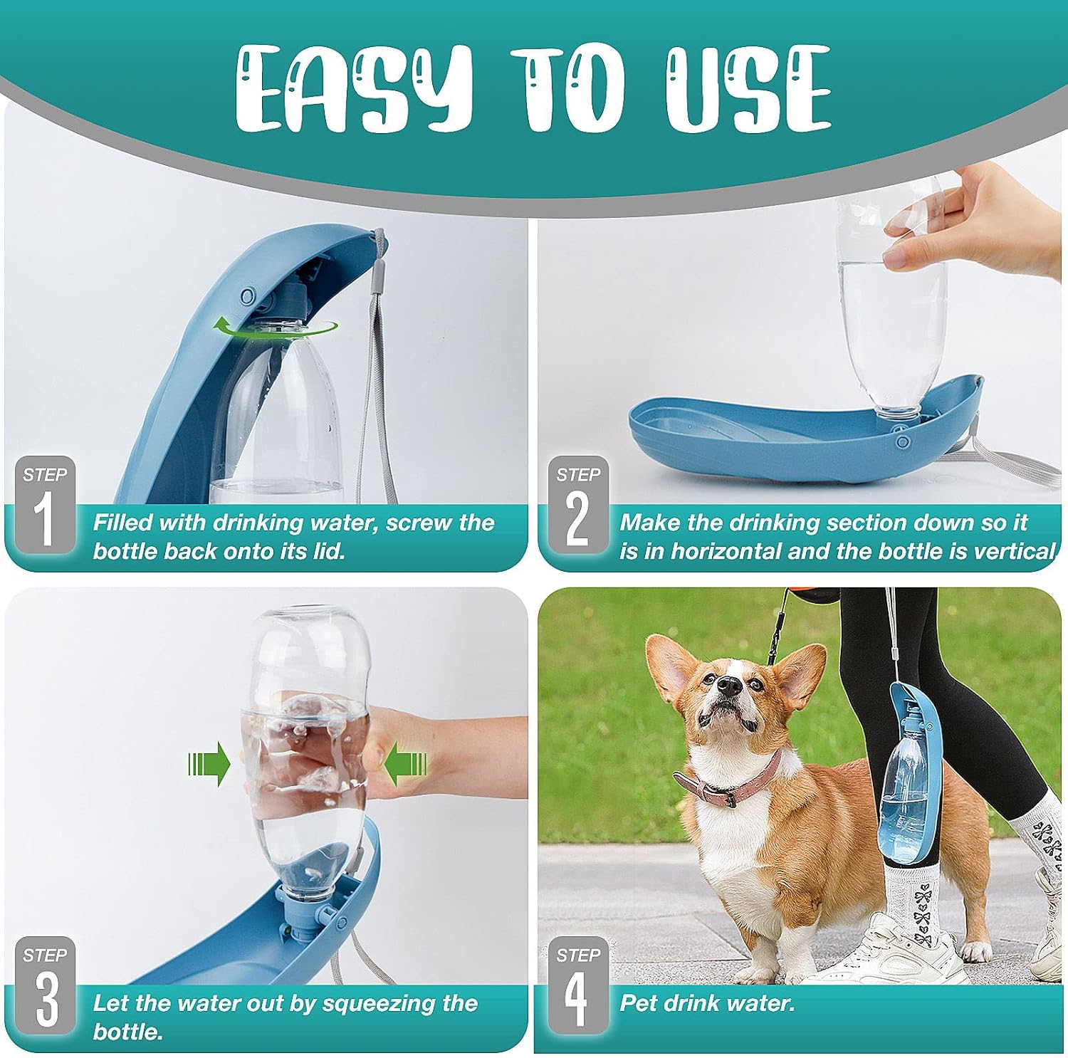 Detalle 2 de NAMSAN 550 ml Dog Water Bottle for On-the-Go Hydration