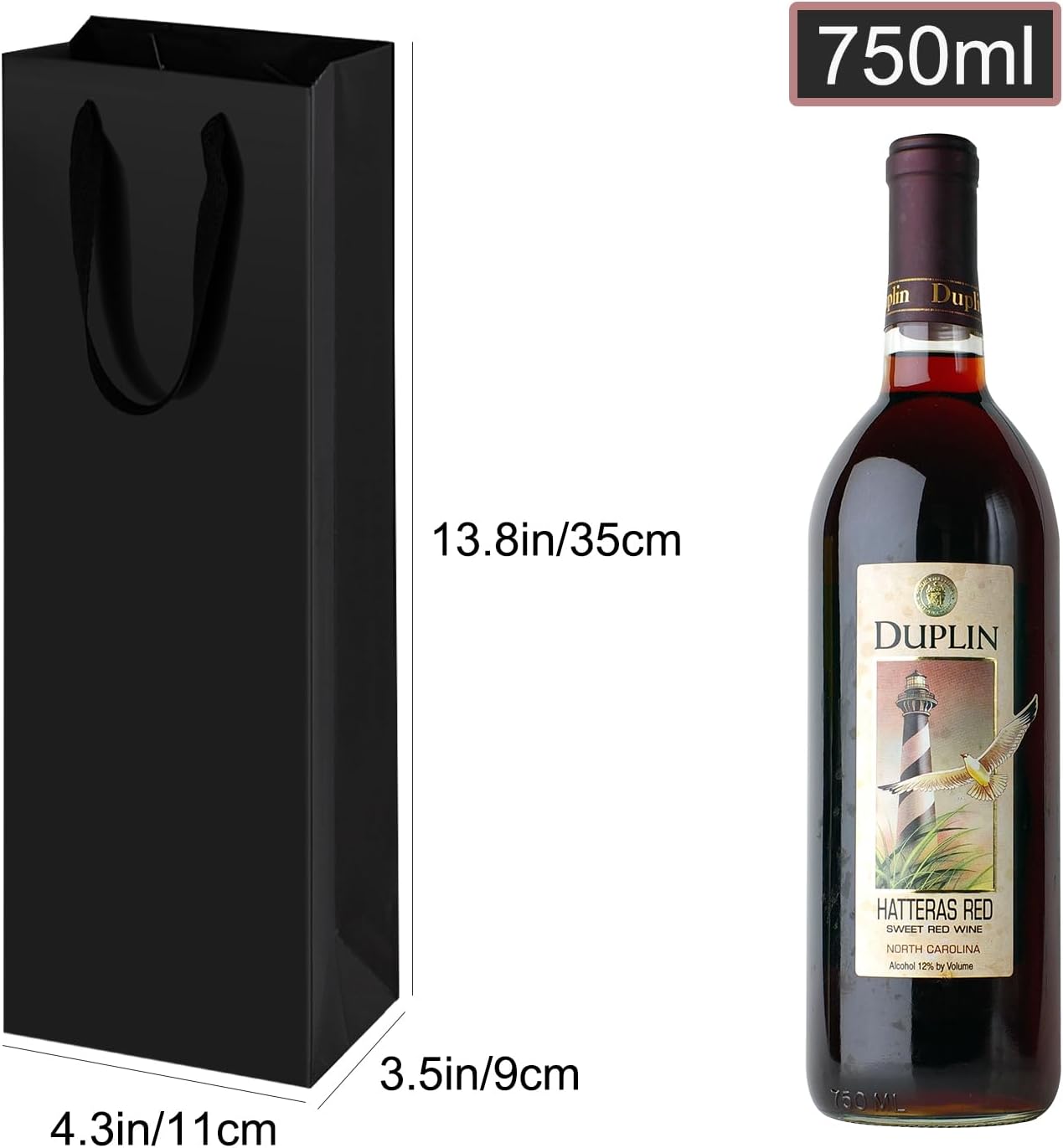 Detalle 2 de TACHIO 12 Pcs Wine Gift Bags 11x9x35cm