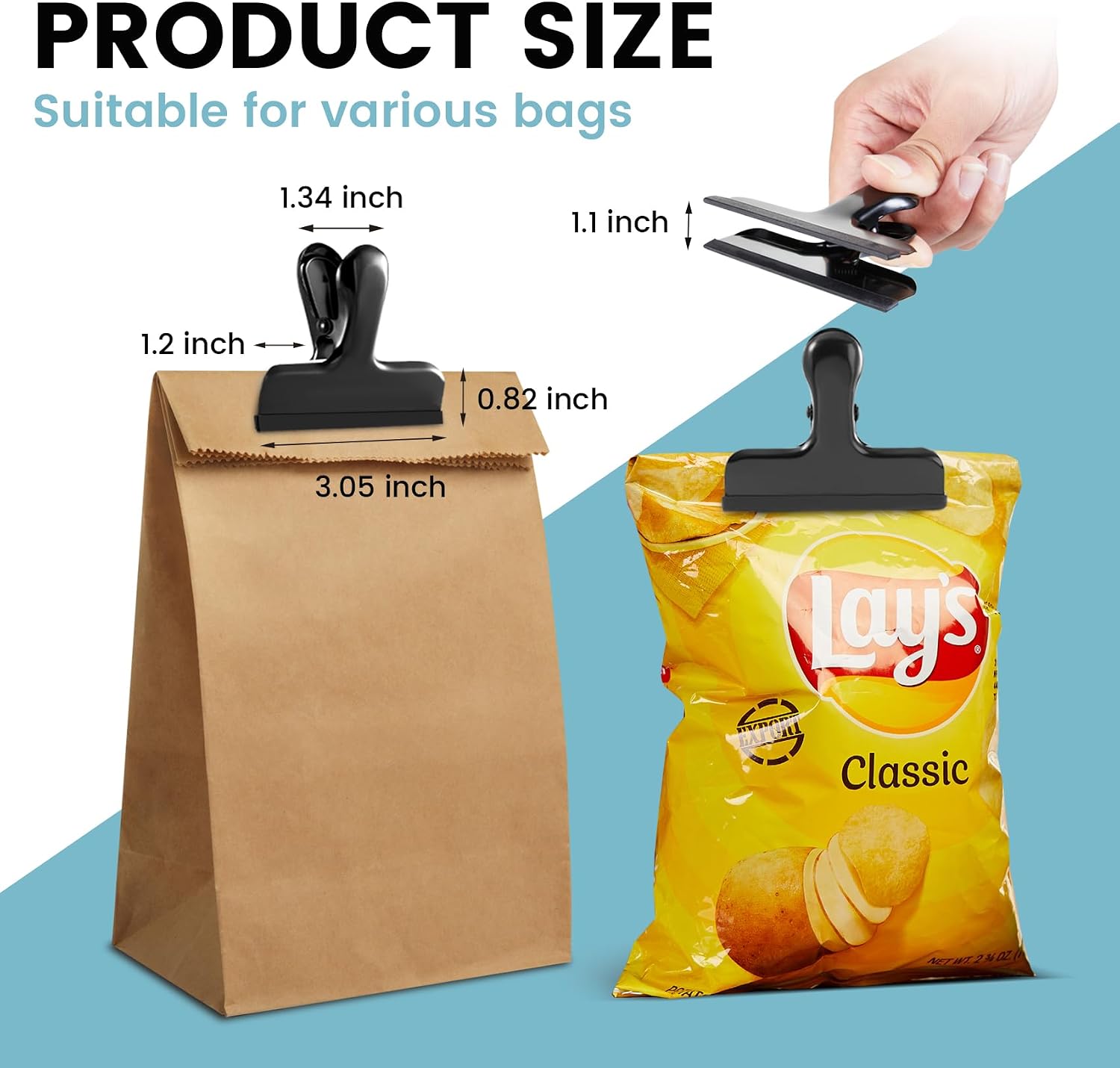 Thumbnail 1 de House Again 12 Pack Stainless Steel Chip Bag Clips with Silicone Covers
