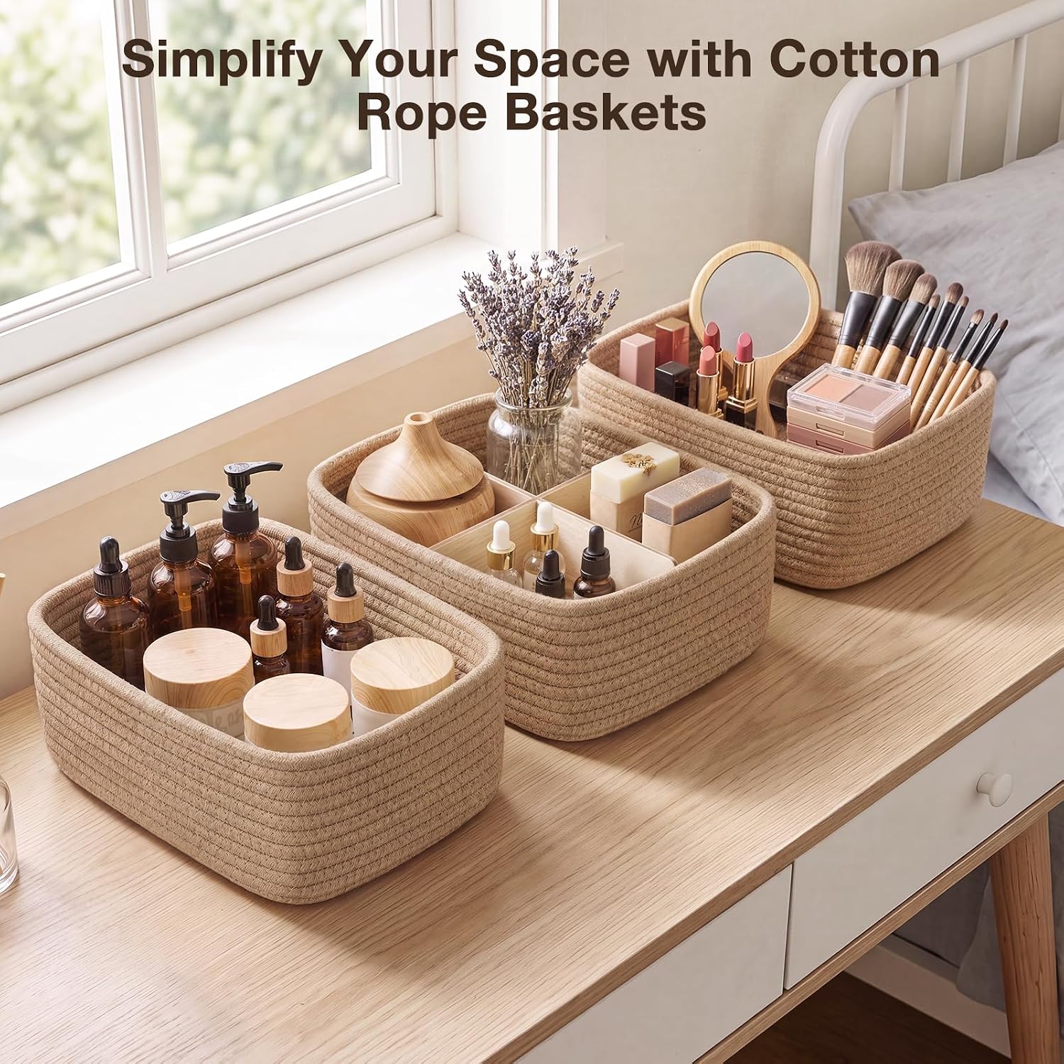 Detalle 2 de Woven Storage Baskets, 11.8 x 7.8 x 3.8 in