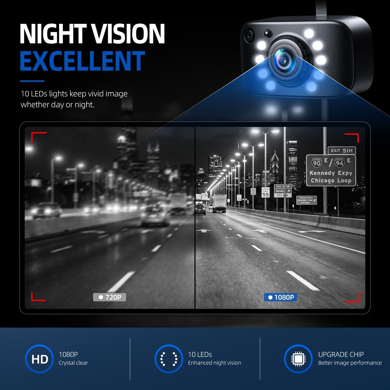 Thumbnail 5 de eRapta AGQT01 Backup Camera: 1080P AHD, IP69K Waterproof, License Plate Rear/Front View