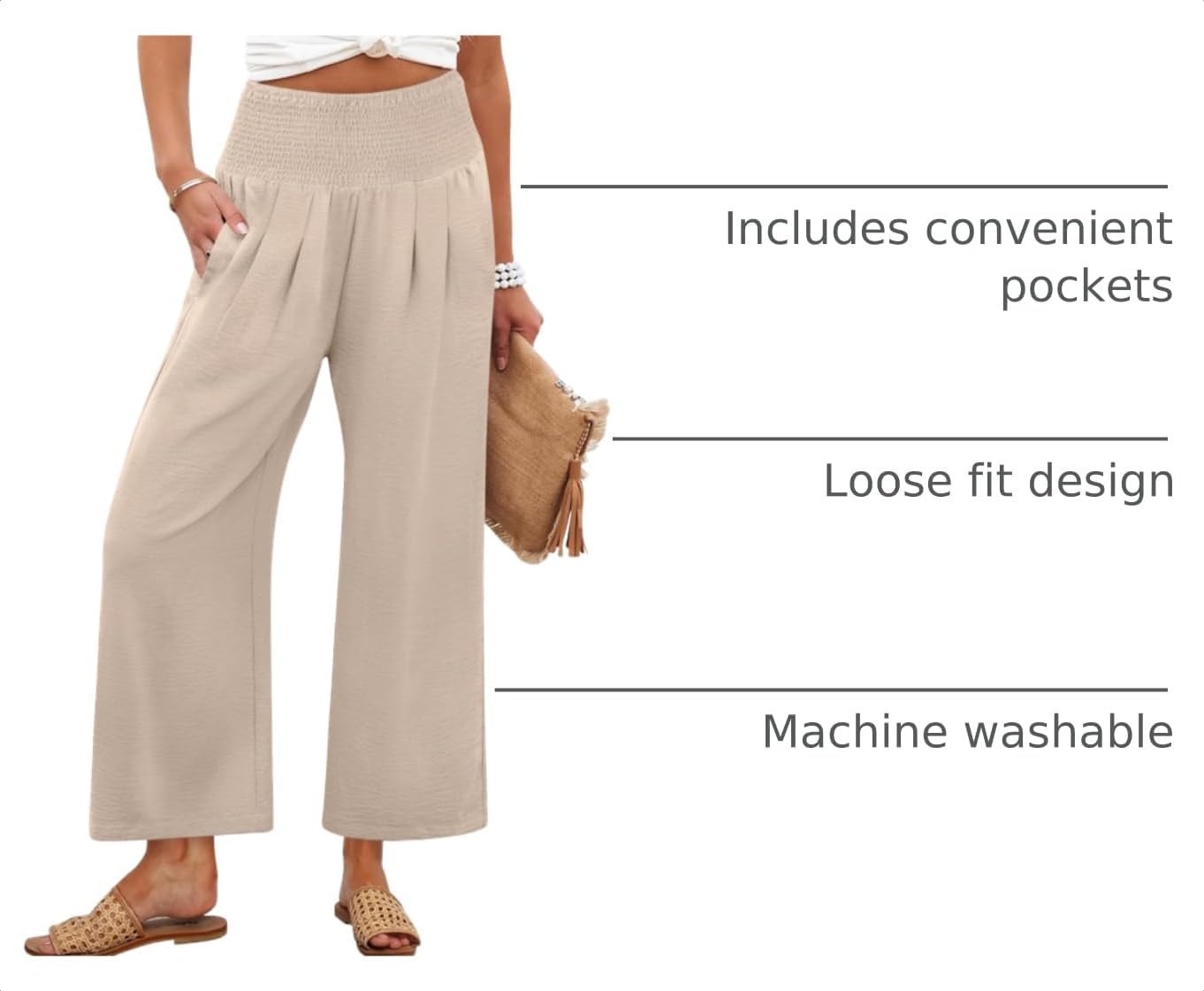 Thumbnail 3 de ANRABESS Women's Wide Leg Palazzo Pants with Pockets