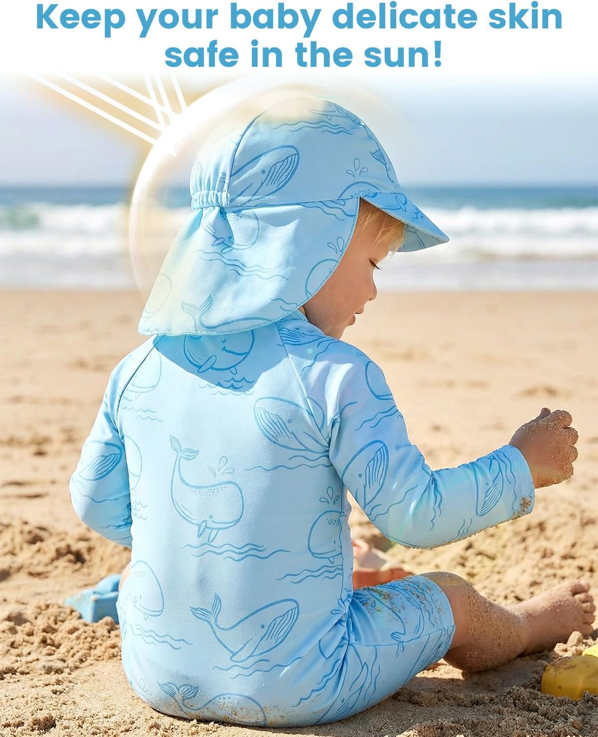 Detalle de WYTbaby Baby Badeanzug Einteilig mit UV-Schutz – 3 Monate bis 3 Jahre