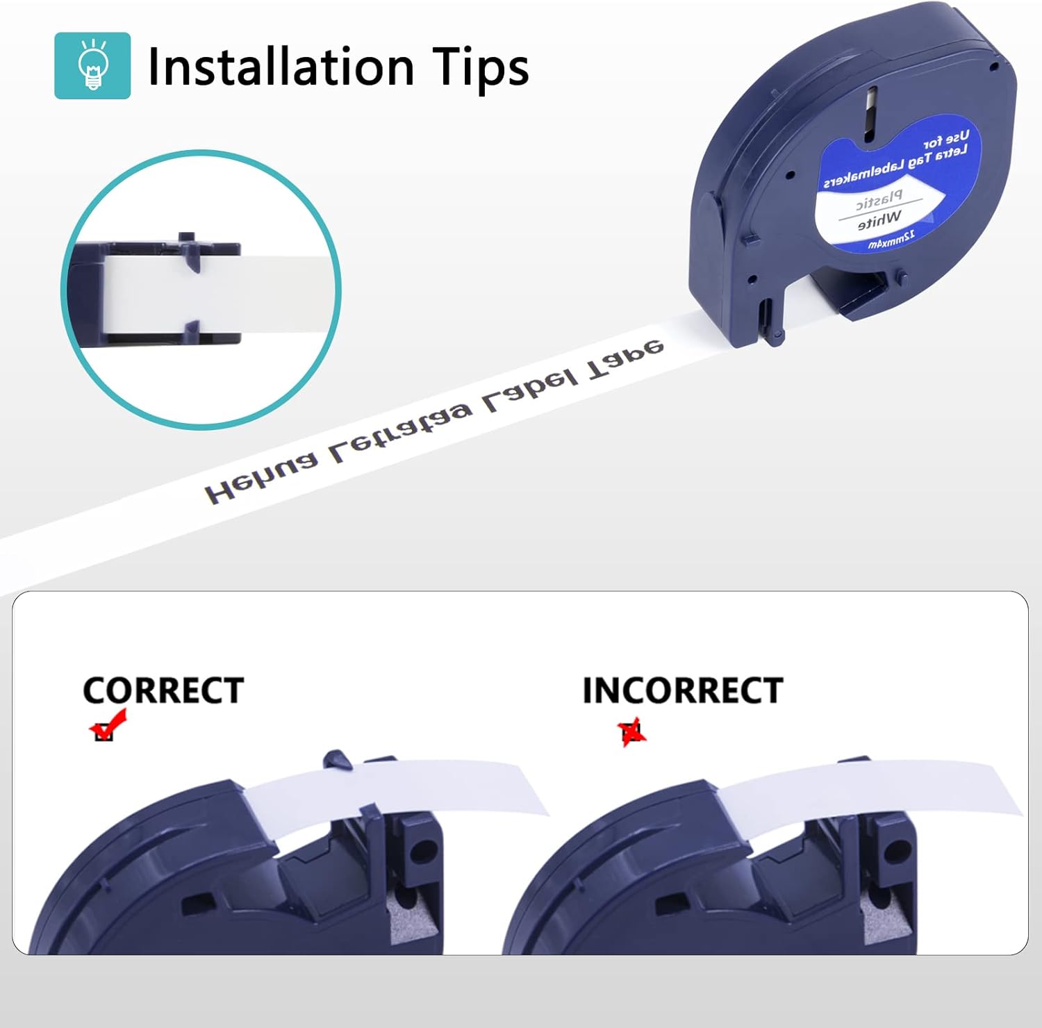 Thumbnail 3 de 6er Pack Hehua LetraTag Etikettenband S0721660: 12 mm x 4 m, schwarz auf weiß (kompatibel für Dymo Letratag)