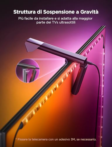 Detalle de Govee LED TV Retroilluminazione 3 Lite: luce RGBICW, correzione fish-eye e controllo vocale per TV 55–65 pollici