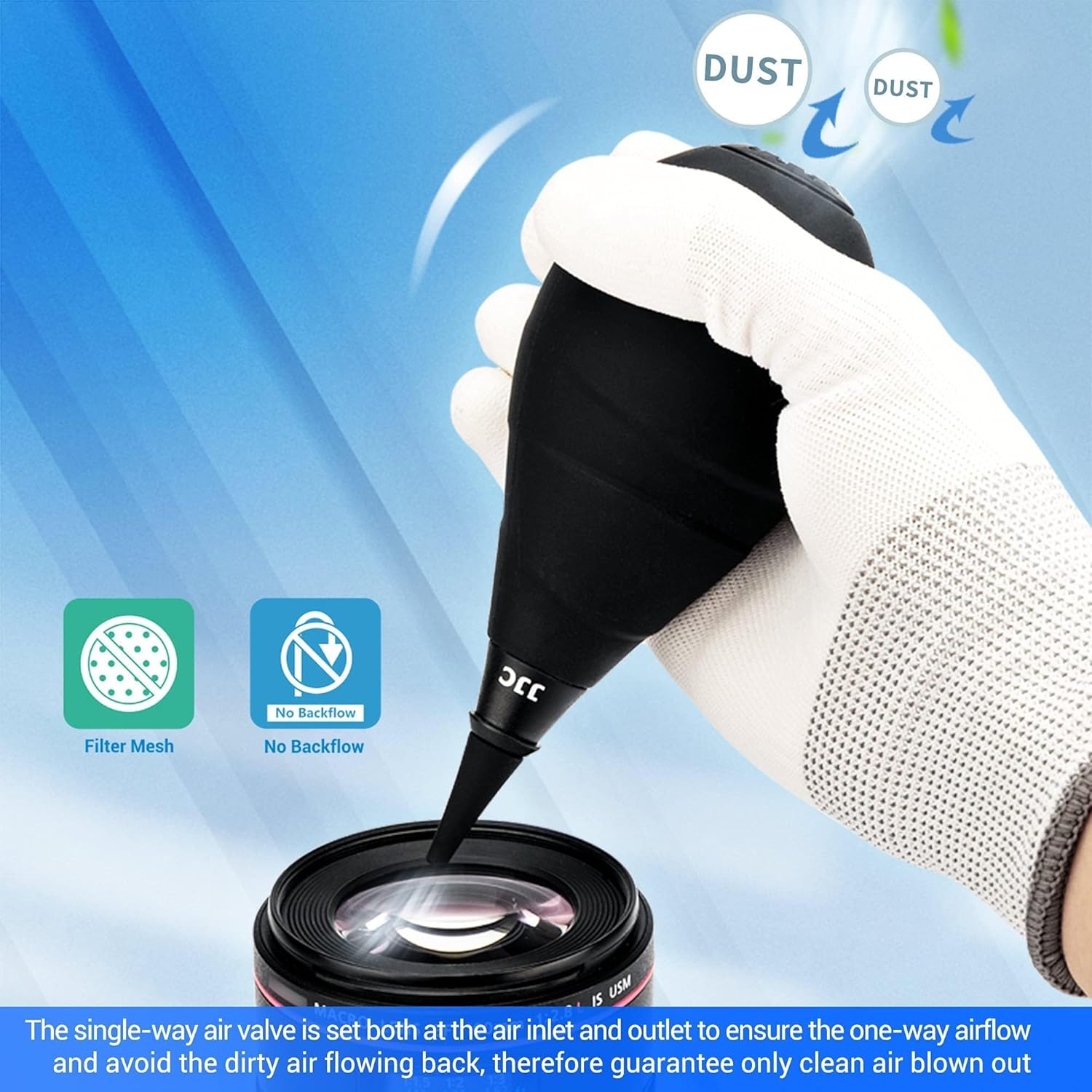 Thumbnail 3 de JJC Soft Rubber Rocket Air Blower Blaster Dust Cleaner with 5 Pcs Spare Filter Mesh