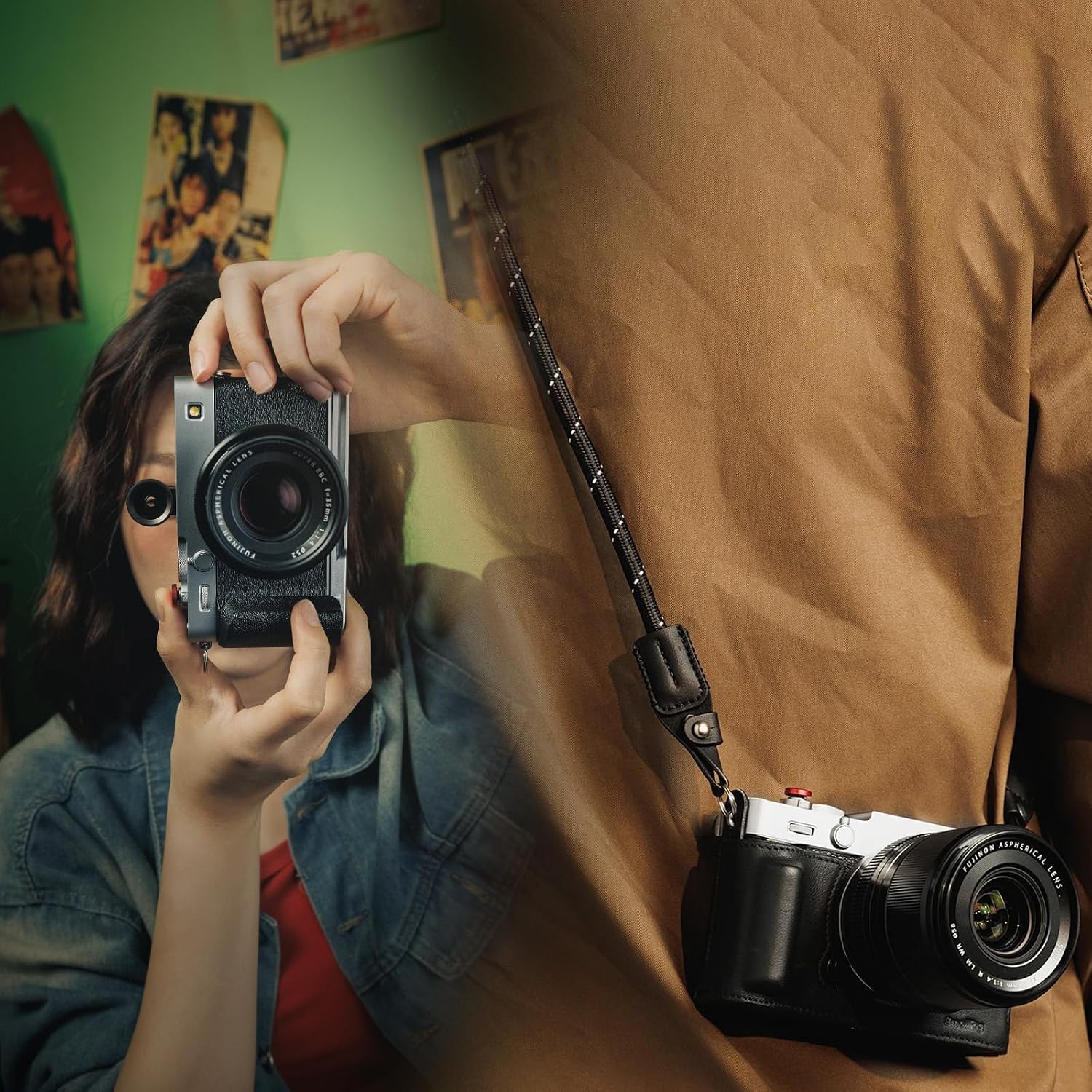 Thumbnail 5 de SmallRig Genuine Leather Case Kit for FUJIFILM X-E5: Vintage Half-Body Shell with Shoulder Strap