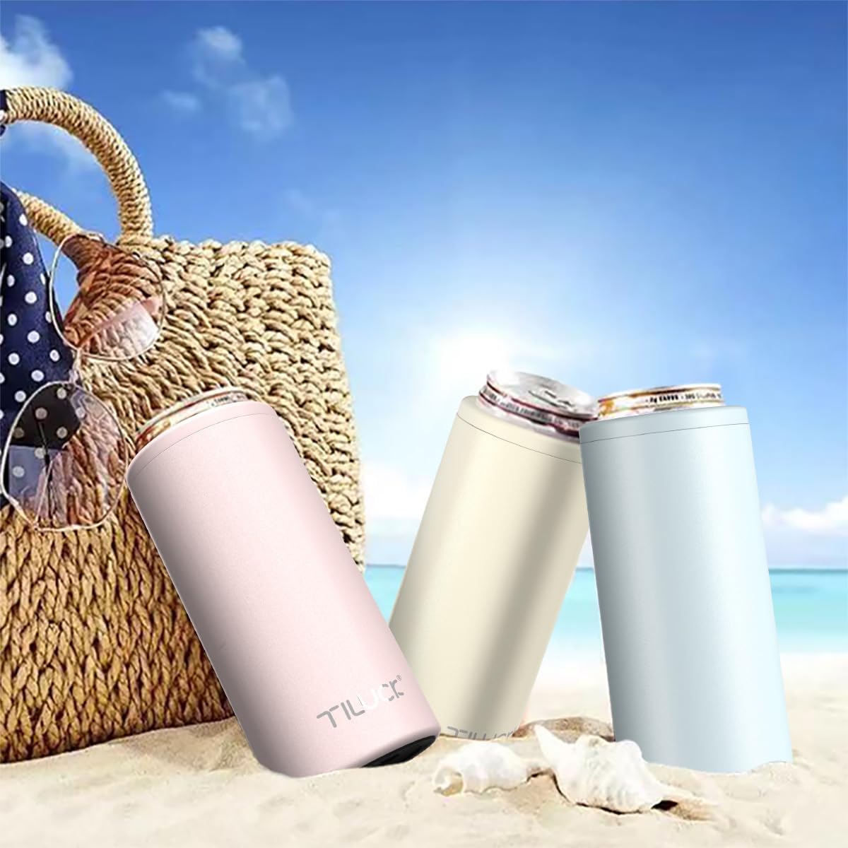 Thumbnail 4 de TILUCK Skinny Can Cooler: Stainless Steel Insulated Slim Cans (12 oz) in Frosted Pink