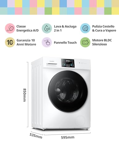 Detalle de COMFEE' Lavasciuga 10/7 kg – Classe A/D, Motore Inverter 1400 Giri