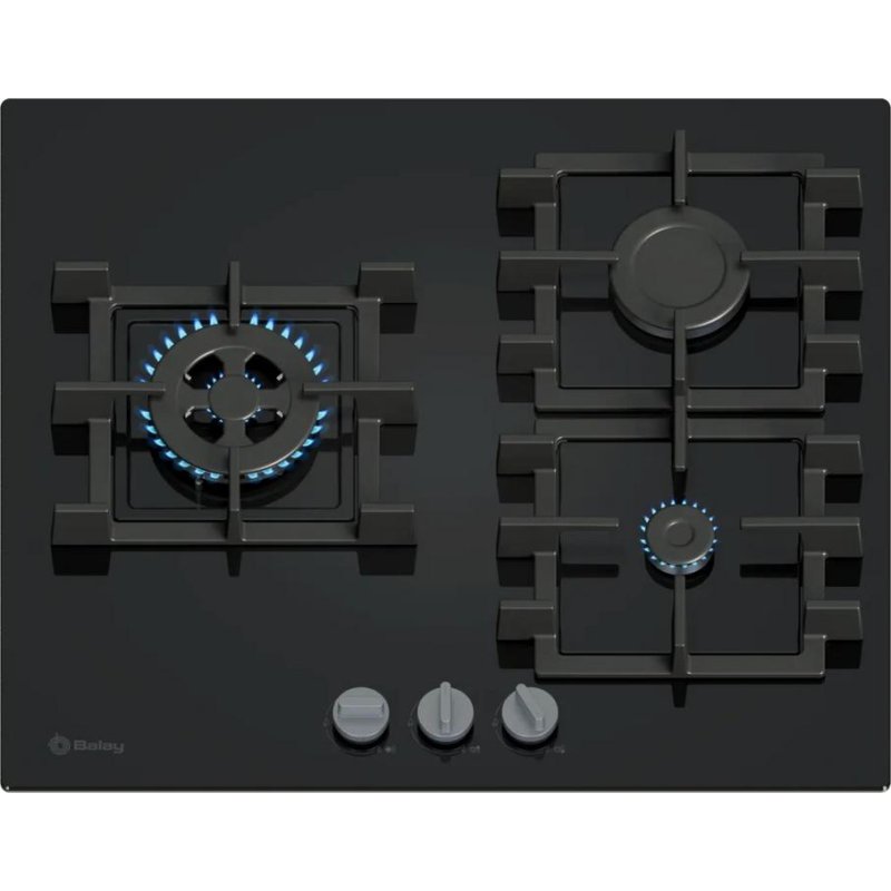 Detalle de Balay 3ETG563QB – Placa de gas integrada de 59 cm, vidrio templado negro