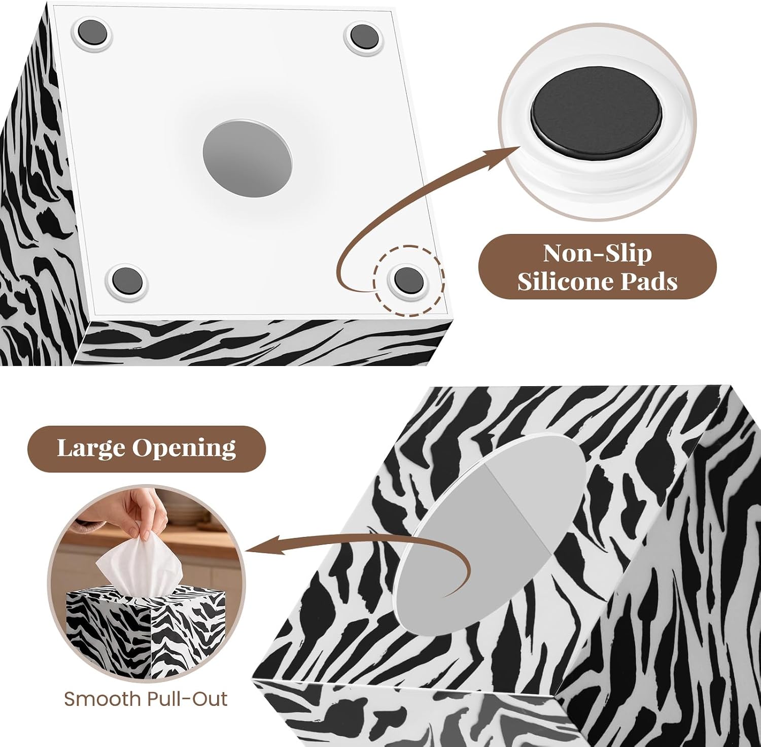 Thumbnail 5 de Square Tissue Box Cover, Zebra Print
