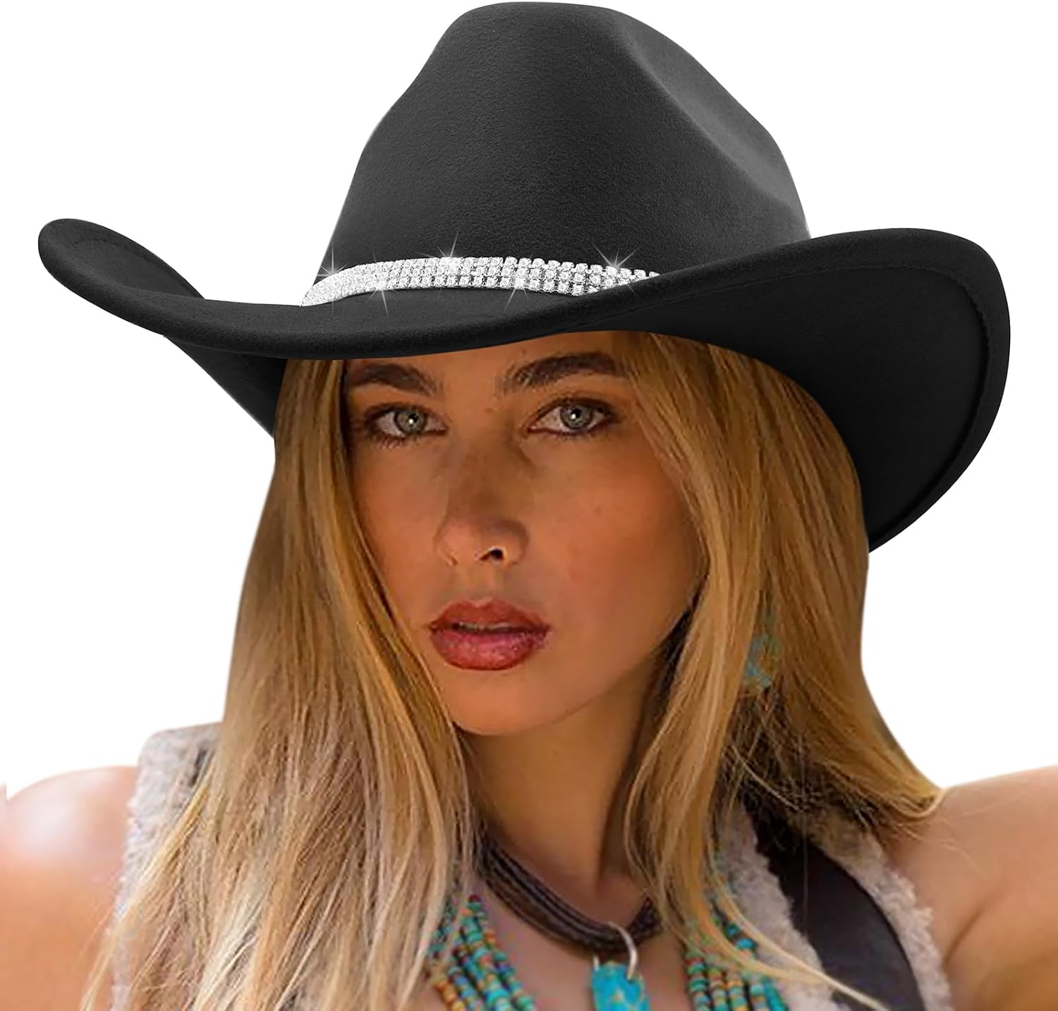 Thumbnail 6 de DRESHOW Fedora-Hut mit breiter Krempe für Damen – Retro-Style mit Strassband
