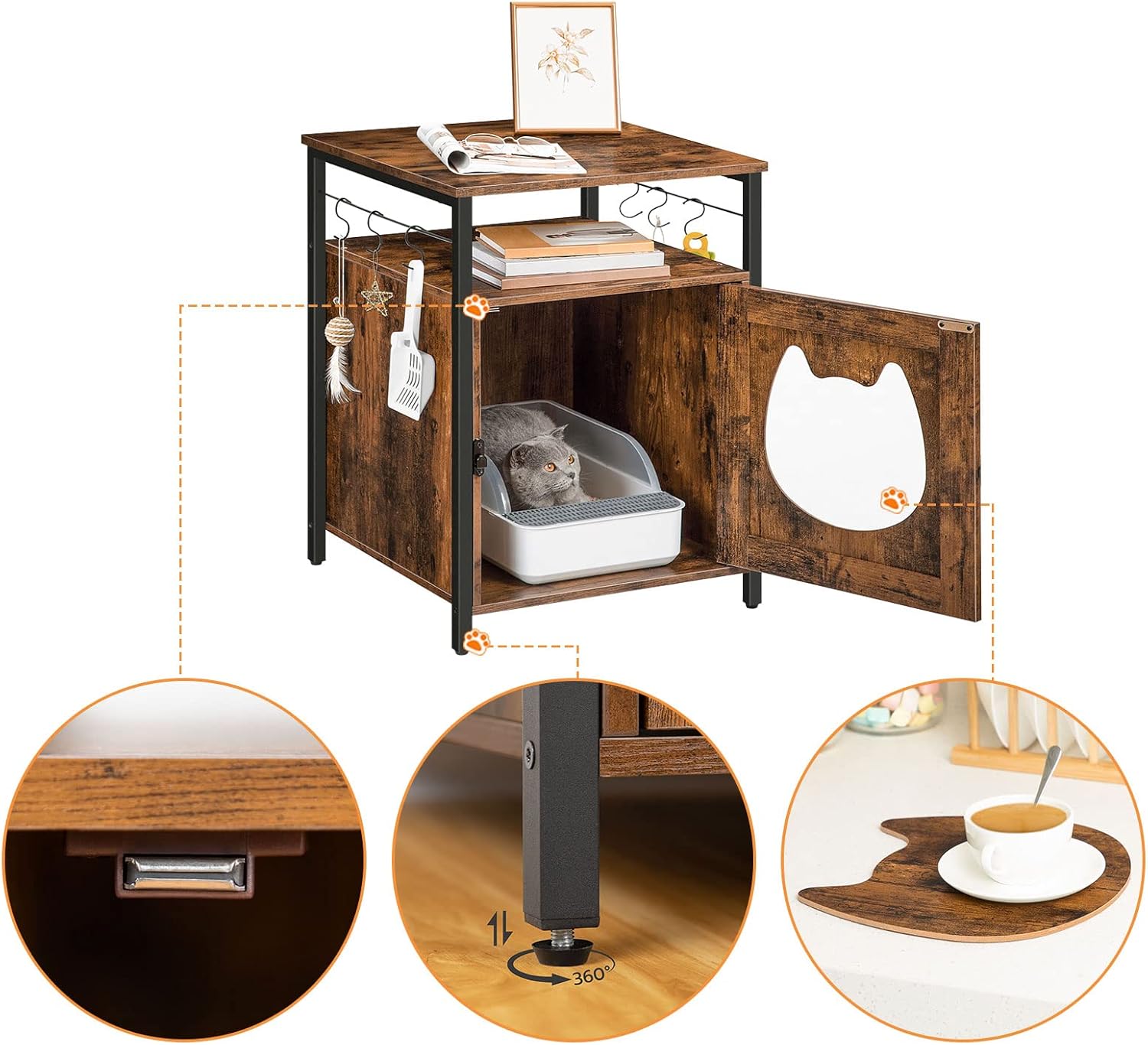 Thumbnail 5 de HOOBRO EBF05MW01: recinzione per lettiera nascosta con mobiletto e 6 ganci