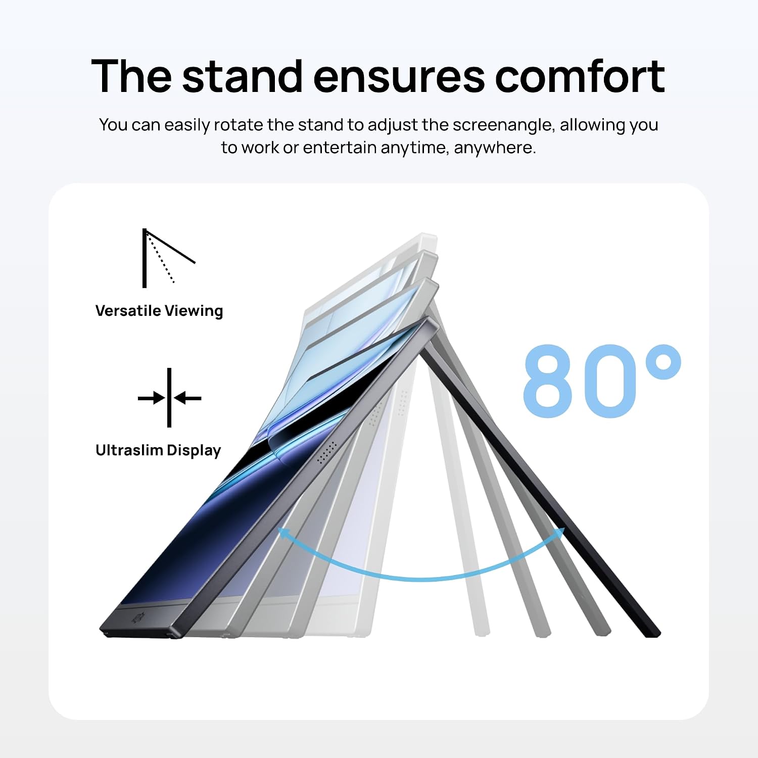Detalle 2 de ARZOPA Portable Monitor 15.6" FHD 1080P – Ultra-Slim IPS Monitor with Kickstand (A1 Gray)