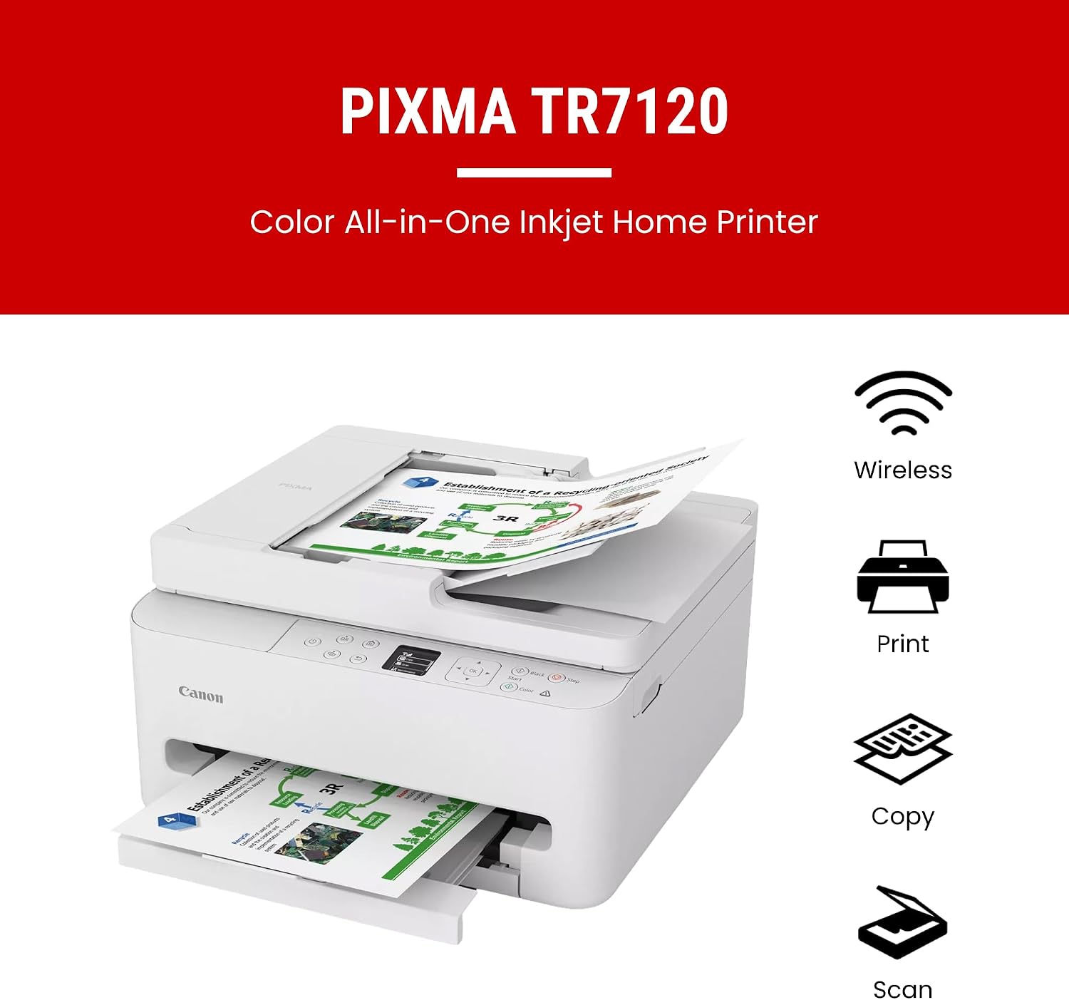 Thumbnail 1 de Canon PIXMA TR7120 Wireless Color Inkjet Printer: Compact All-in-One for Home Use