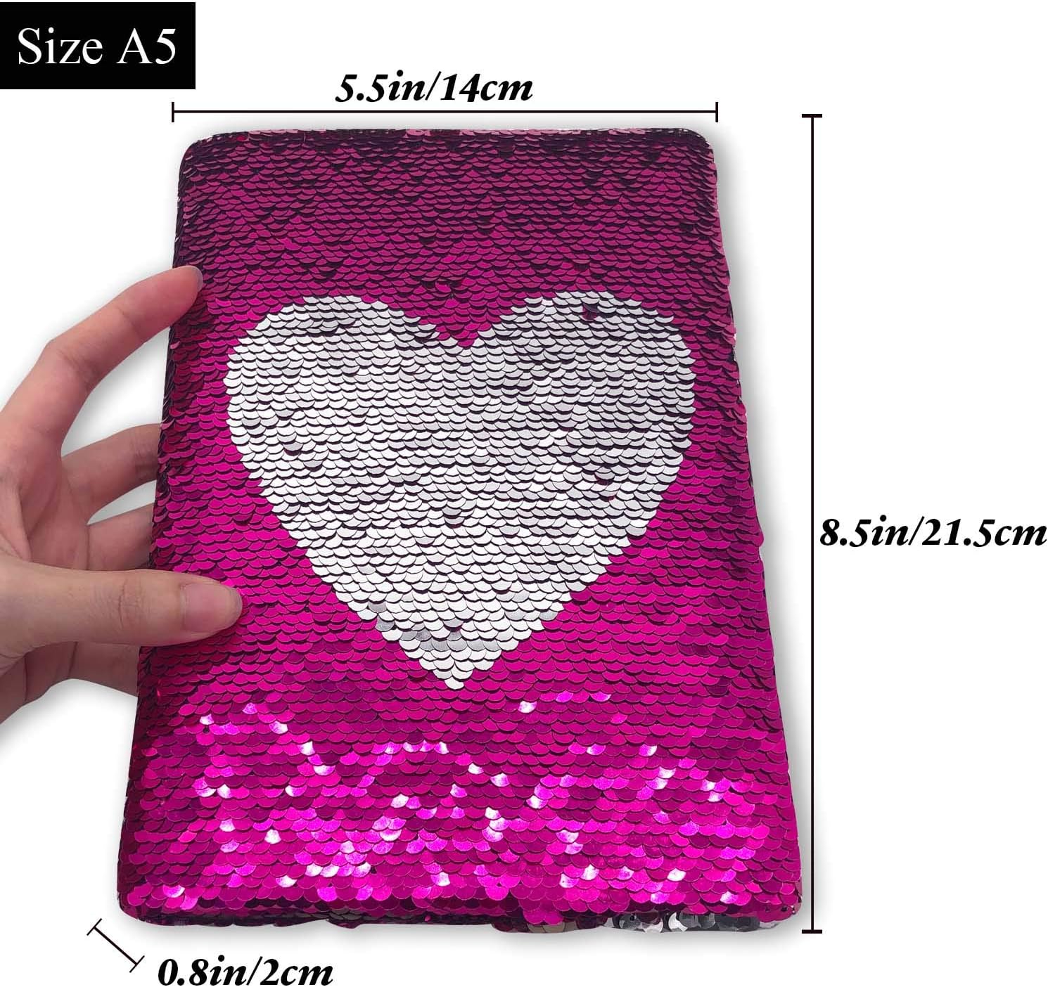 Thumbnail 5 de GINMLYDA Sequin Secret Diary 8.5x5.5 in pink heart 📔