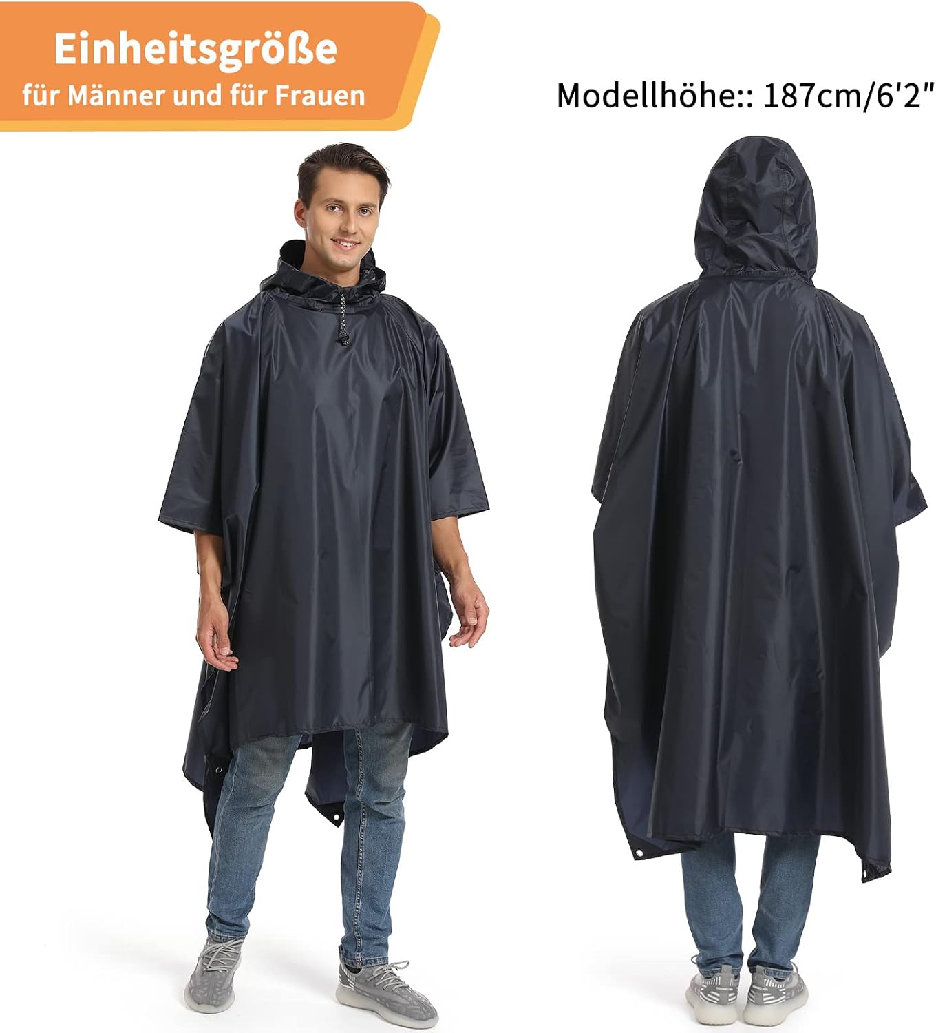 Thumbnail 6 de Opret Wasserdicht Regenponcho – 3-in-1 Multifunktional, Navyblau, 210T Polyester mit PU-Beschichtung