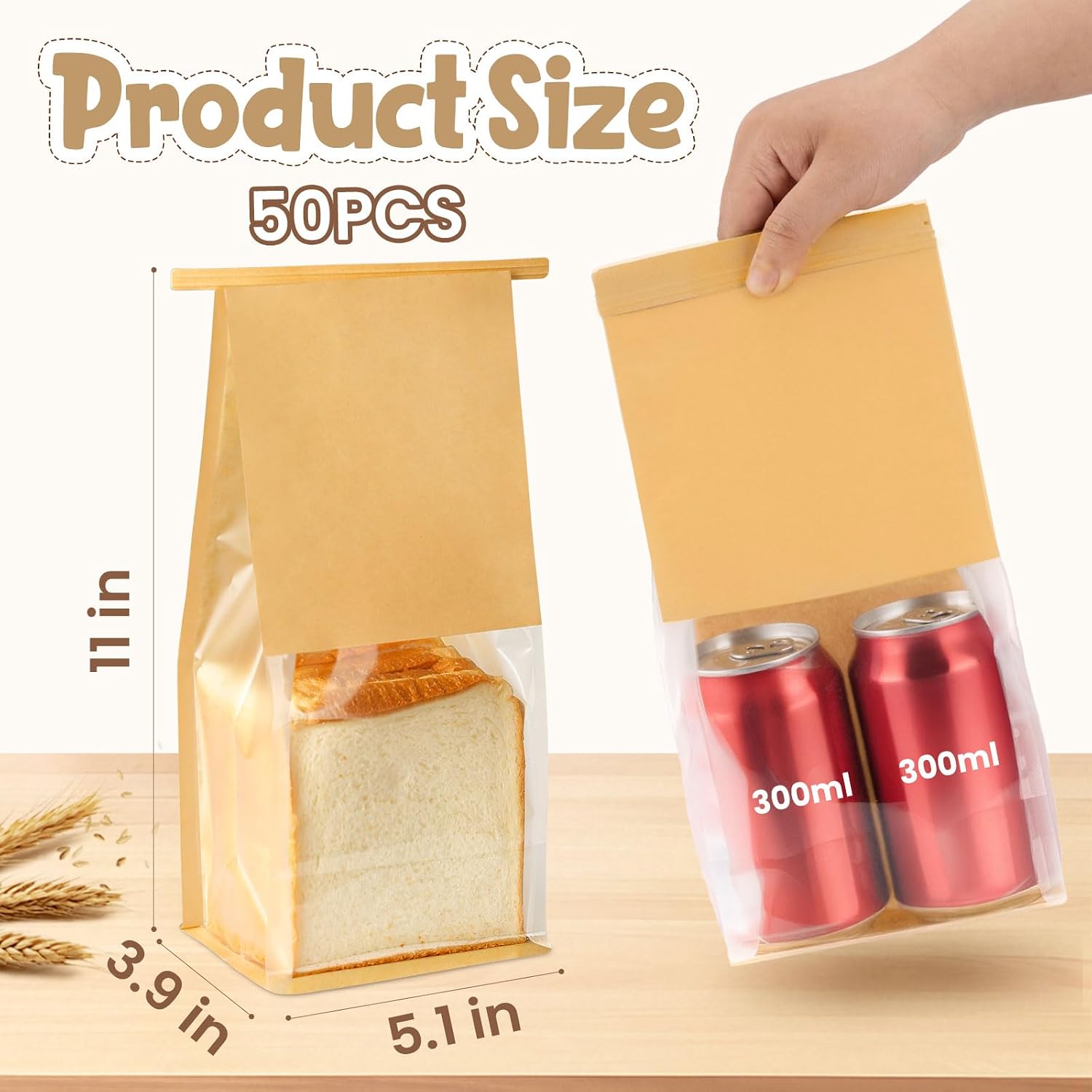 Detalle 2 de HONKID Bakery Bags, 50 Pack