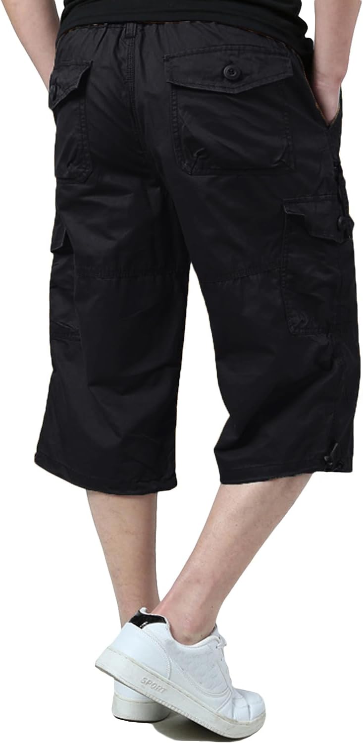 Detalle de KEFITEVD Cargo Shorts for Men – 3/4 Length Cotton Cargo Trousers with Multi Pockets