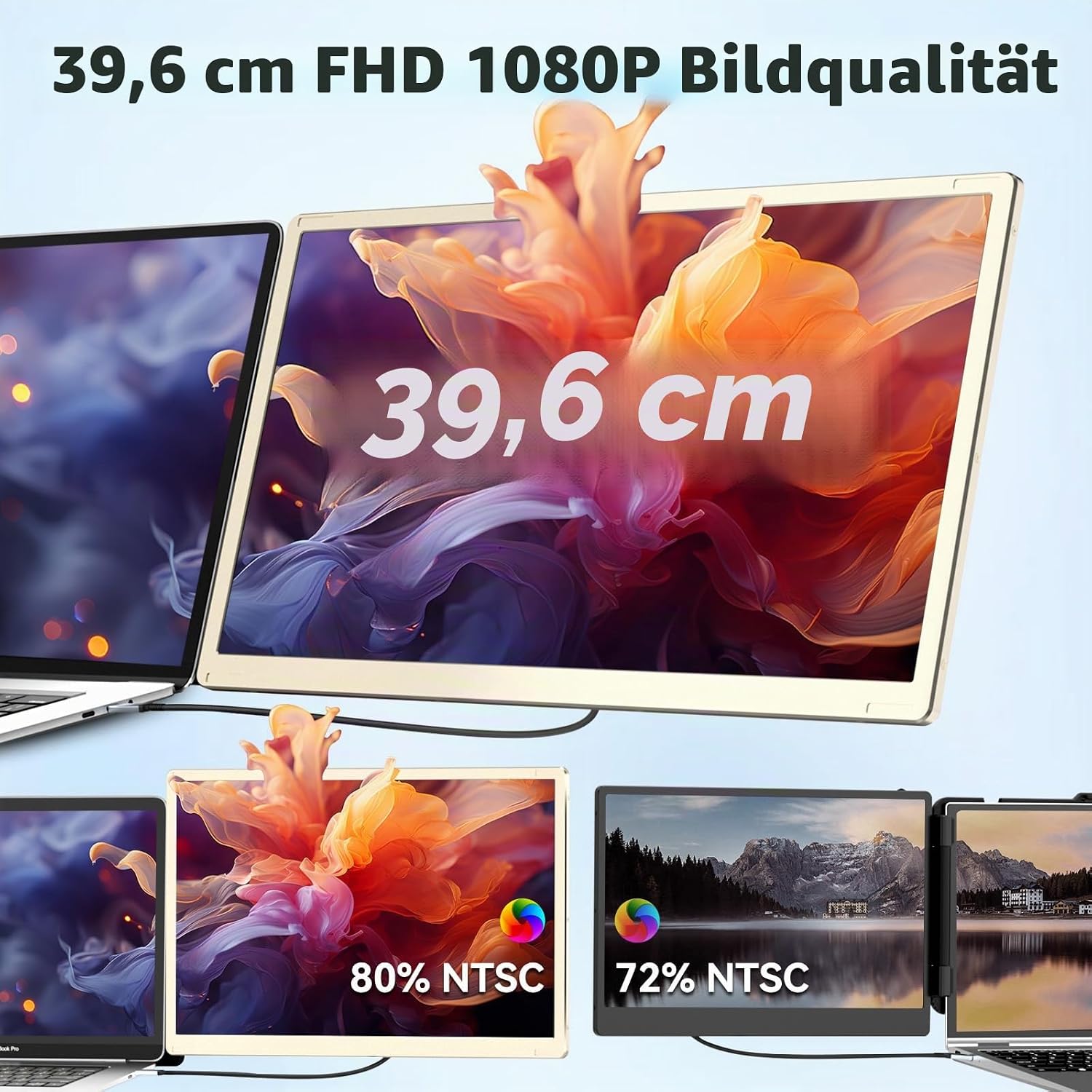 Thumbnail 2 de Siaviala S6 15,6" Laptop Bildschirm Extender – FHD Triple Travel Monitor mit Lautsprechern, Plug & Play