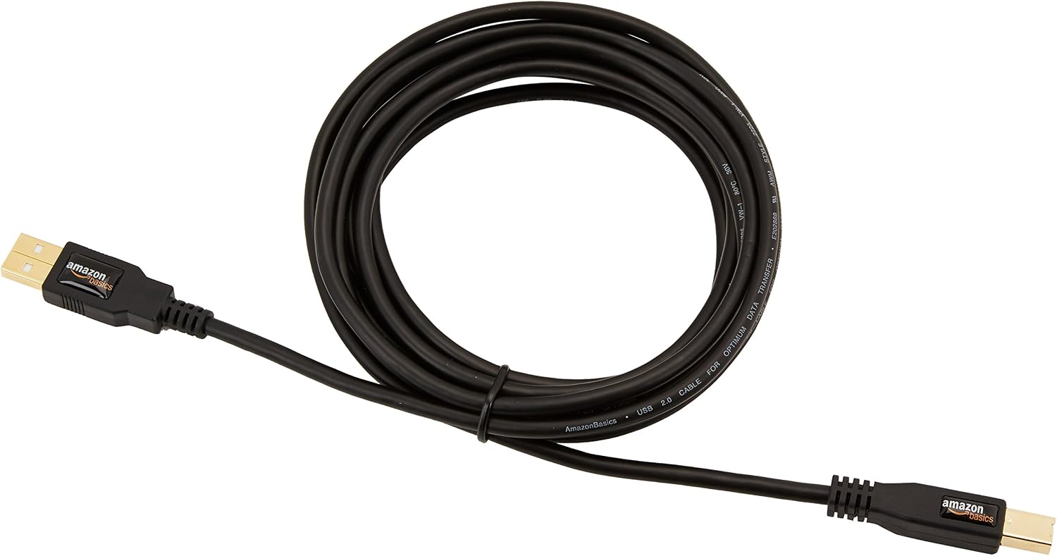 Detalle 2 de AmazonBasics Cavo USB 2.0 A-maschio/B-maschio placcati oro da 3 m per stampanti e periferiche, nero