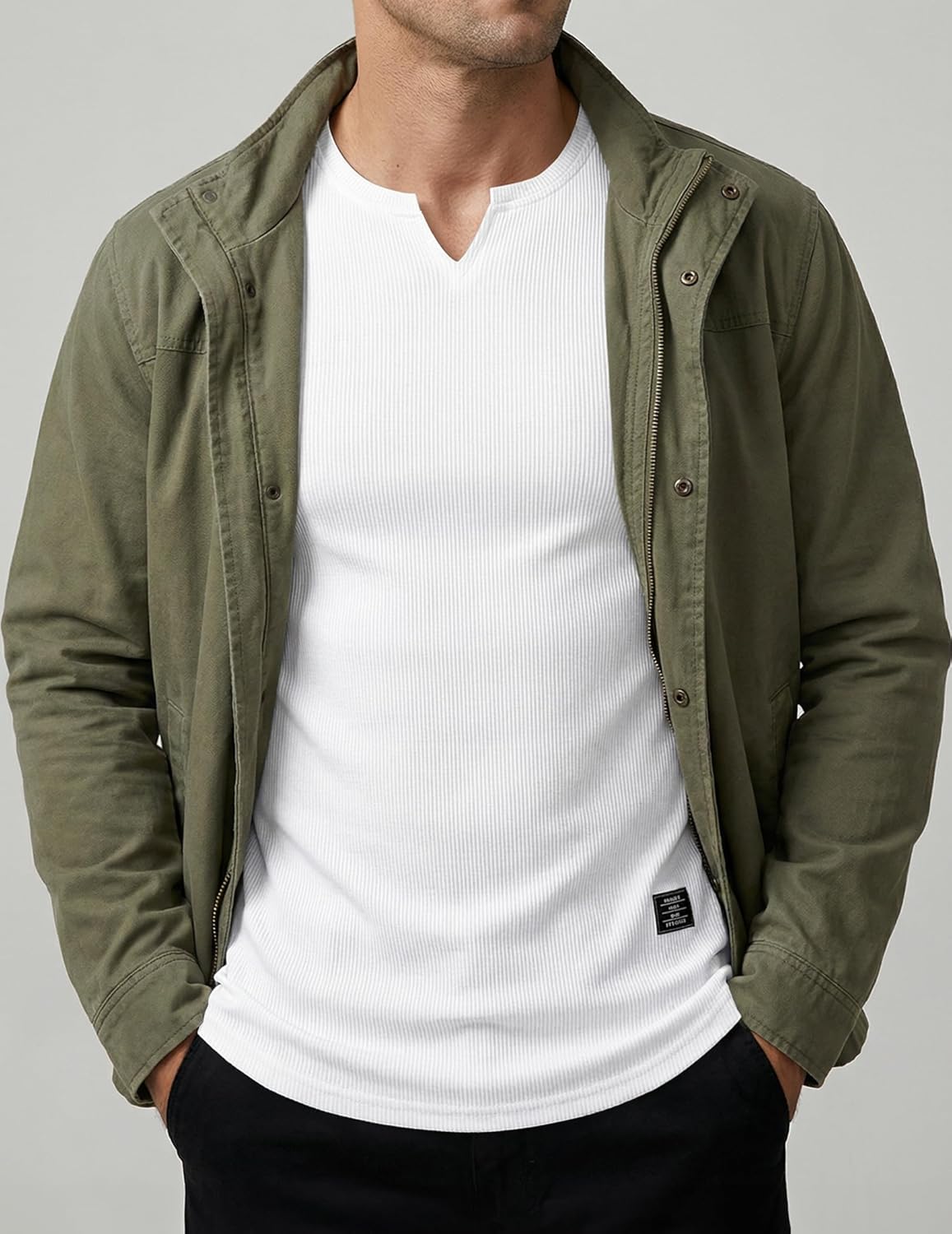 Detalle 1 de JMIERR Mens Muscle Slim V Neck 1pc