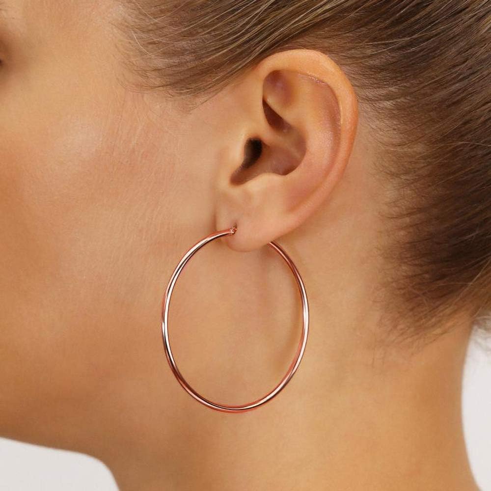 Detalle de M MOOHAM Gold Plated Hoop Earrings for Women – Hypoallergenic 14K Gold Plated Hoops, 25mm, 2mm Thick