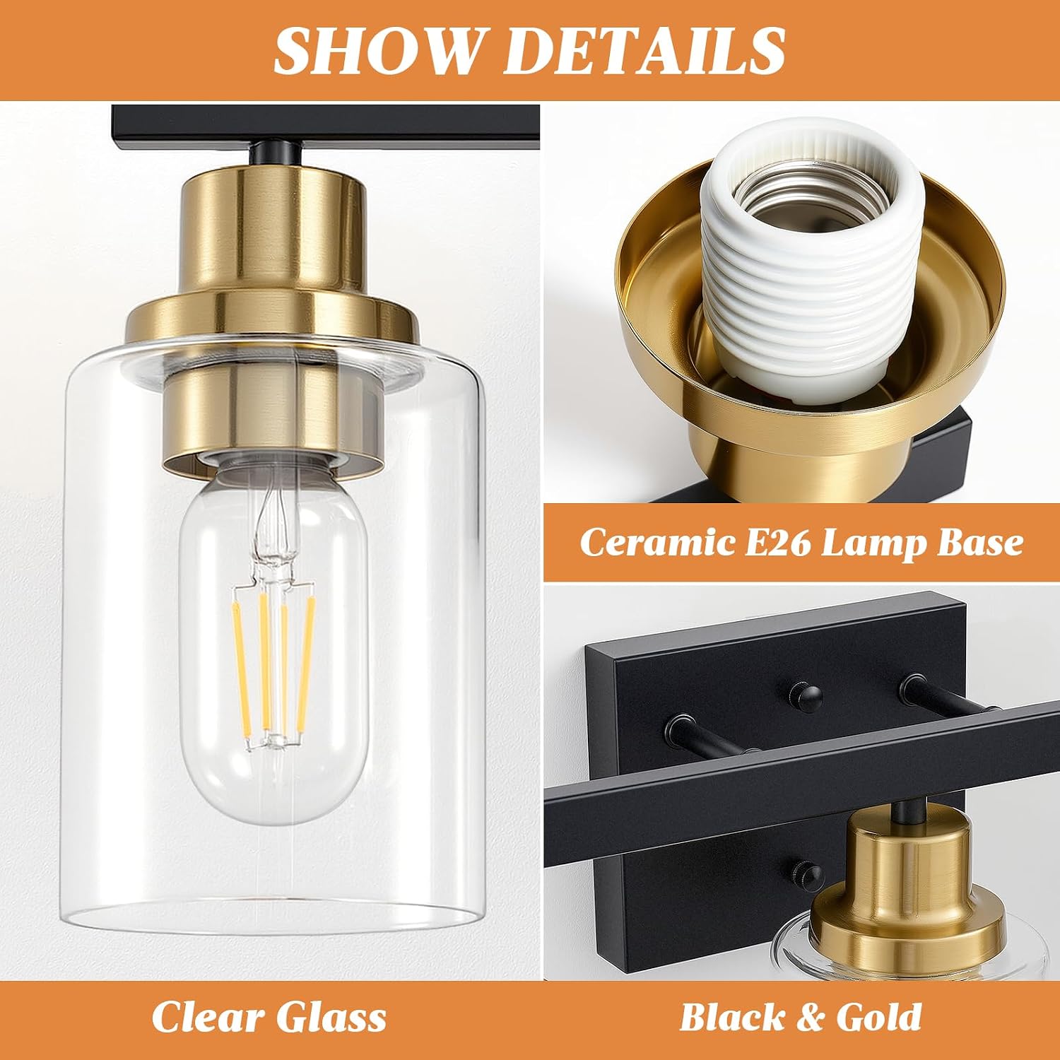 Thumbnail 3 de DIKAIDA 3-Light Bathroom Vanity Light 17.52-Inch