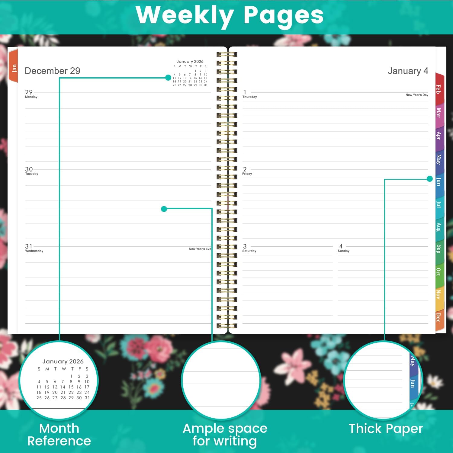 Thumbnail 4 de 2026 Planner: Floral Weekly & Monthly, 9x11 📓