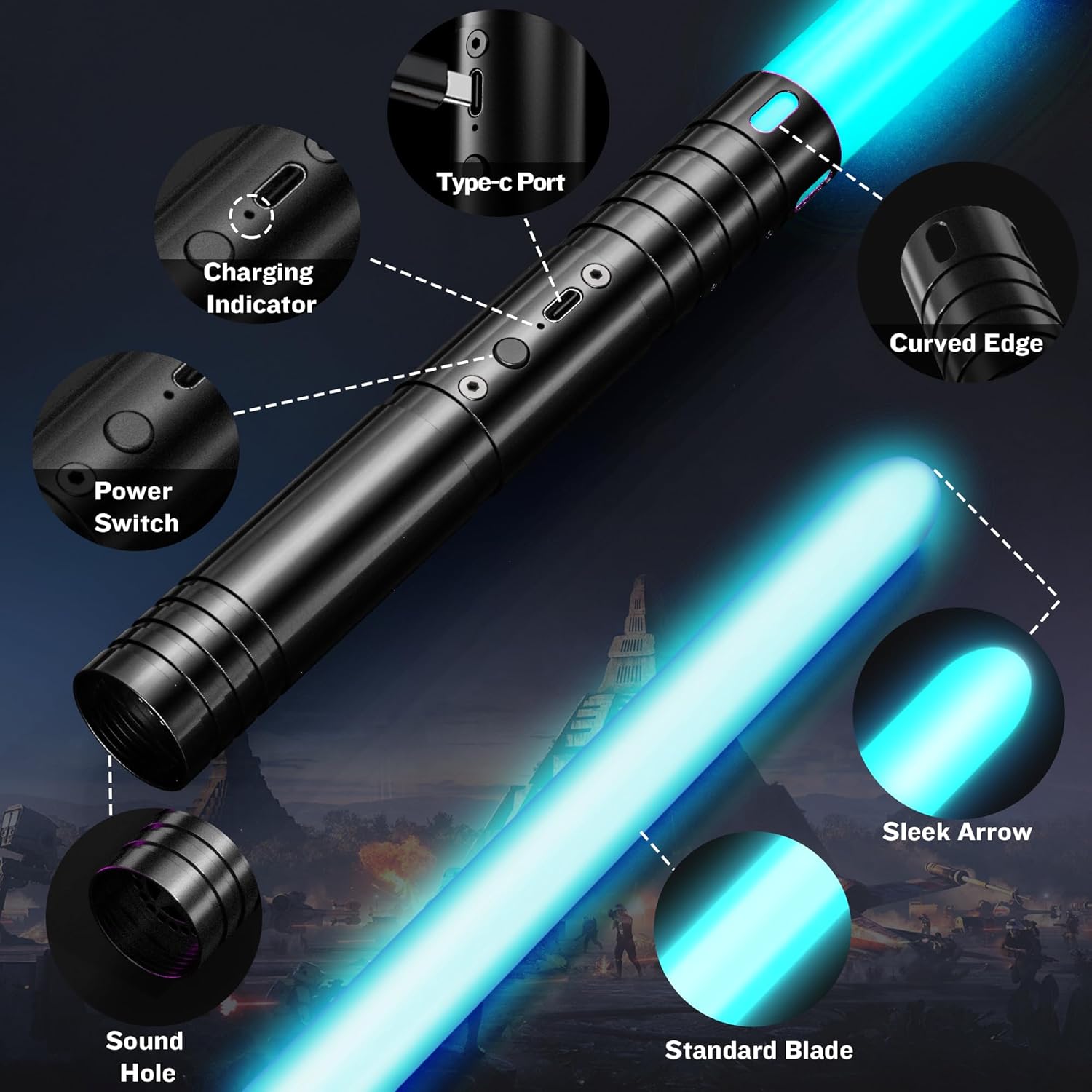 Thumbnail 5 de RGB 15-Color USB Rechargeable Lightsaber 2-Pack