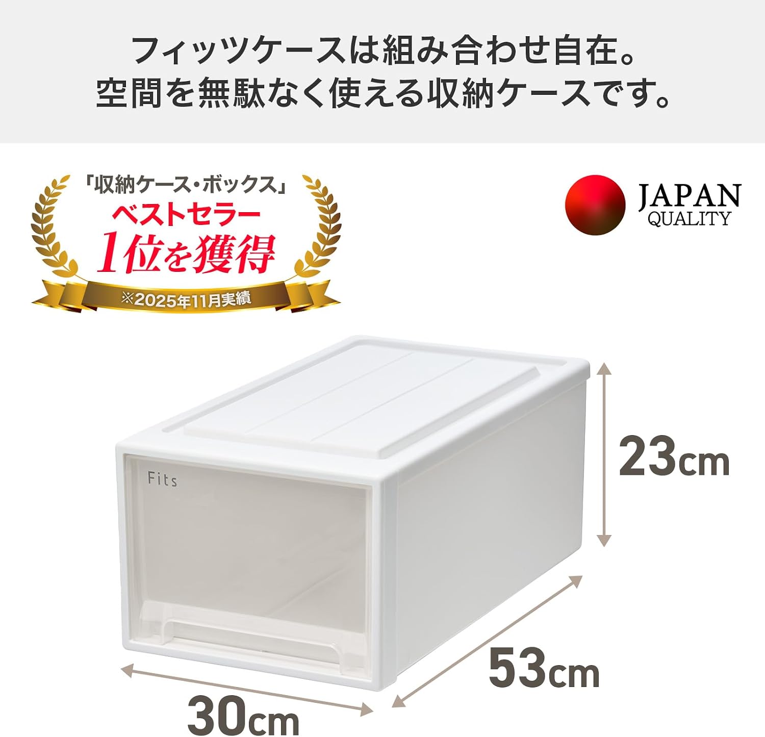 Detalle de 天馬 フィッツケース クローゼット 53-30M 幅30×奥行53×高さ23cm ホワイトクリア