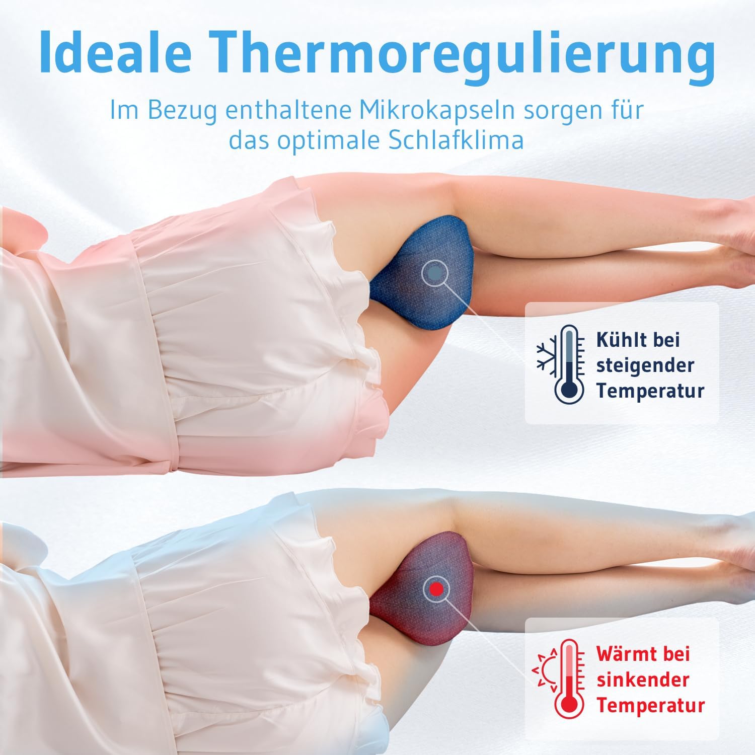 Detalle de Third of Life Kniekissen für Seitenschläfer mit Thermo-Bezug – Ergonomische Beinauflage aus Memory-Schaum