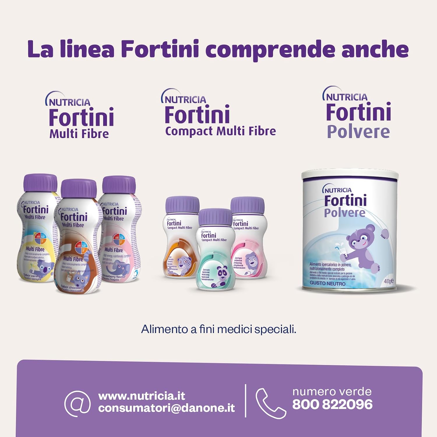 Detalle 2 de NUTRICIA FORTINI Polvere: supplemento ipercalorico per crescita e sviluppo nei bambini (400 g, gusto neutro)