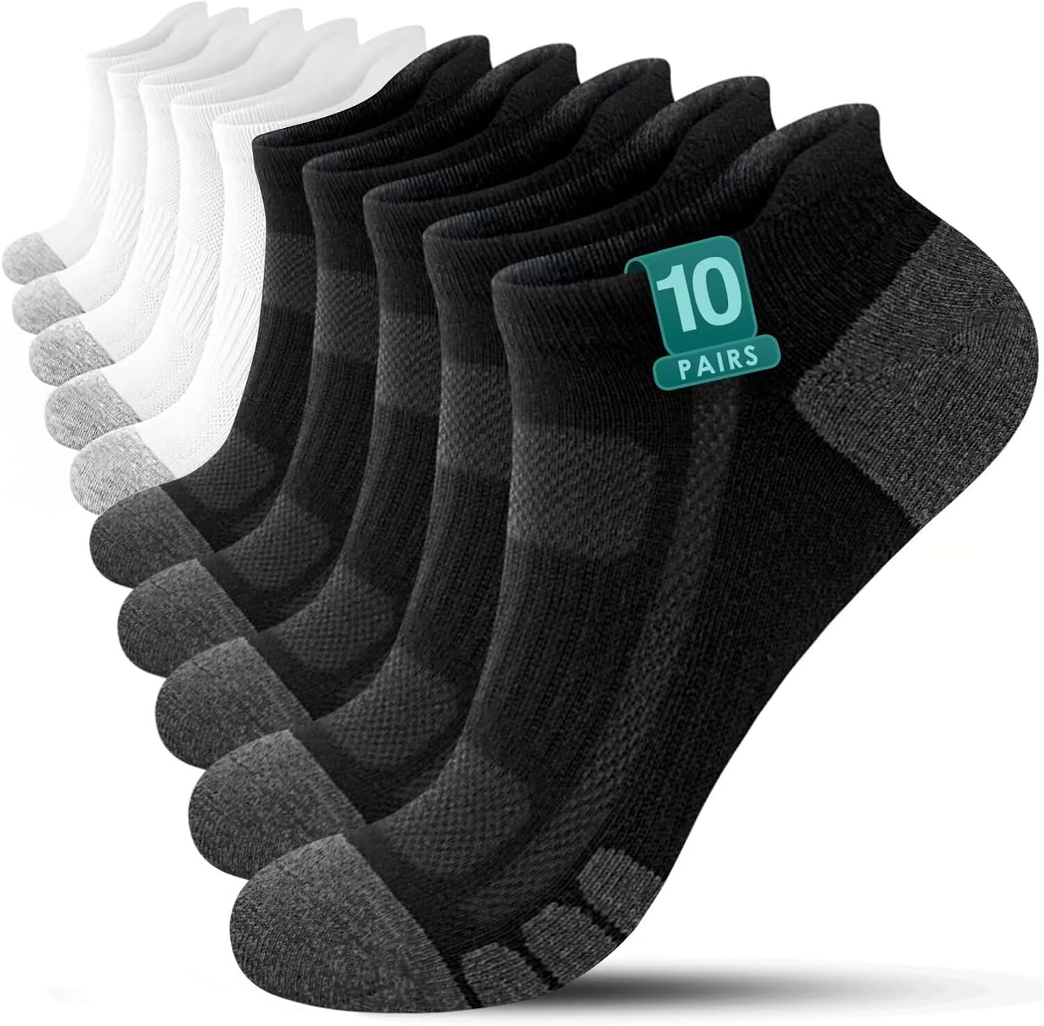Detalle de YouShow Cotton Trainer Socks 10 Pairs – Ankle Sports Socks for Men & Women
