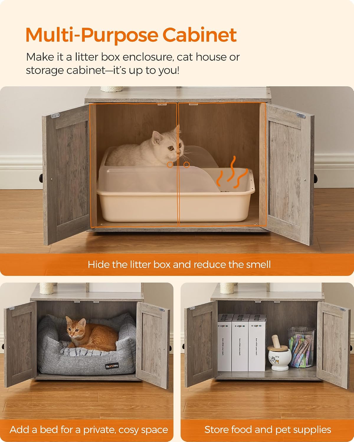 Detalle 1 de Feandrea HAINS PCT113G01 2-in-1 Cat Tree with Litter Box Enclosure