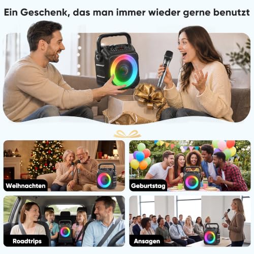 Thumbnail 6 de Singingmate Karaoke Maschine mit 2 kabellosen Mikrofonen – tragbare Karaoke Box, Bluetooth Lautsprecher, TV-kompatibel