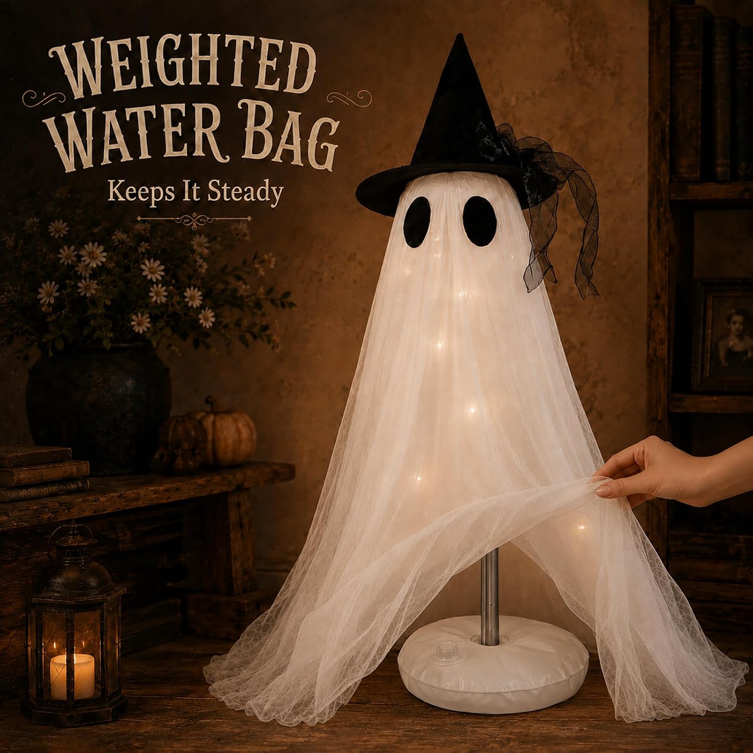 Detalle 2 de CheerBloom CB00052 30-Inch Glowing Ghost Candy Bowl Stand with Remote