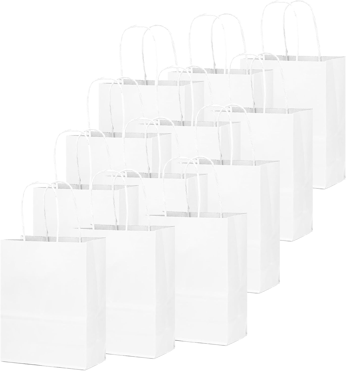 Detalle de Gcardist White Paper Gift Bags with Handles – Bulk 100 Pcs (Size Variants: Large 33, Medium 33, Small 34)