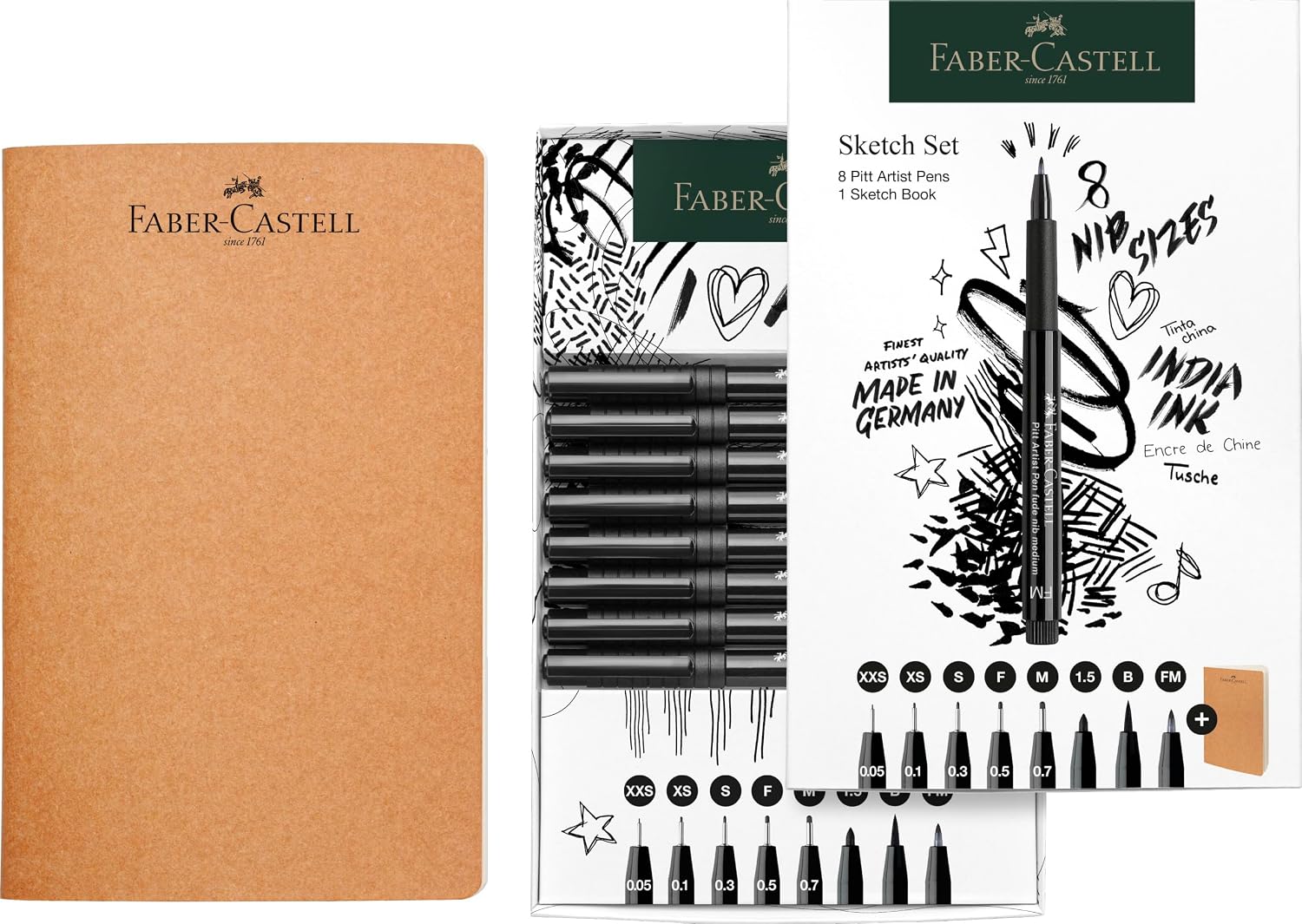 Detalle de Faber-Castell Sketch Set 9-teilig – skissset med skissbok och 8 pennor