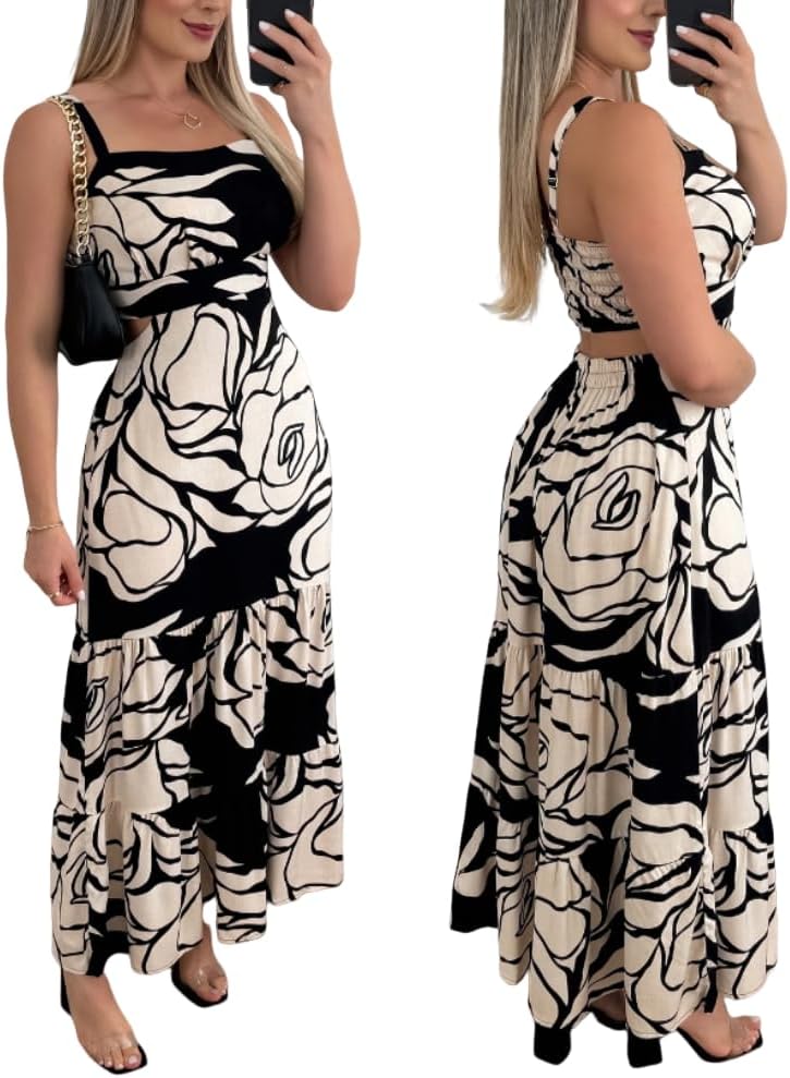 Detalle de CHICME Summer Dresses for Women 2026 Sleeveless Boho Maxi Dress