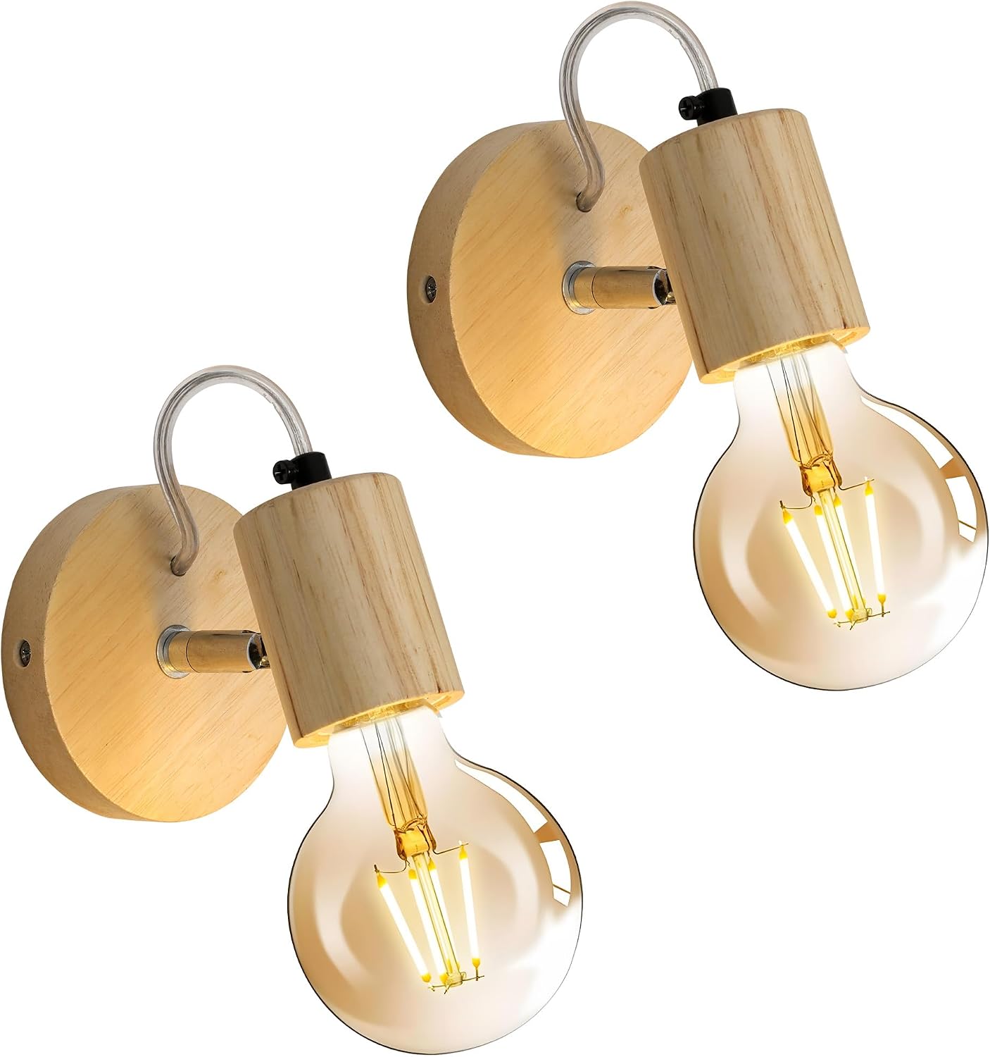Detalle de Tealight WD-wall-01 – zestaw 2 kinkietów E27 z drewnem i żelazem