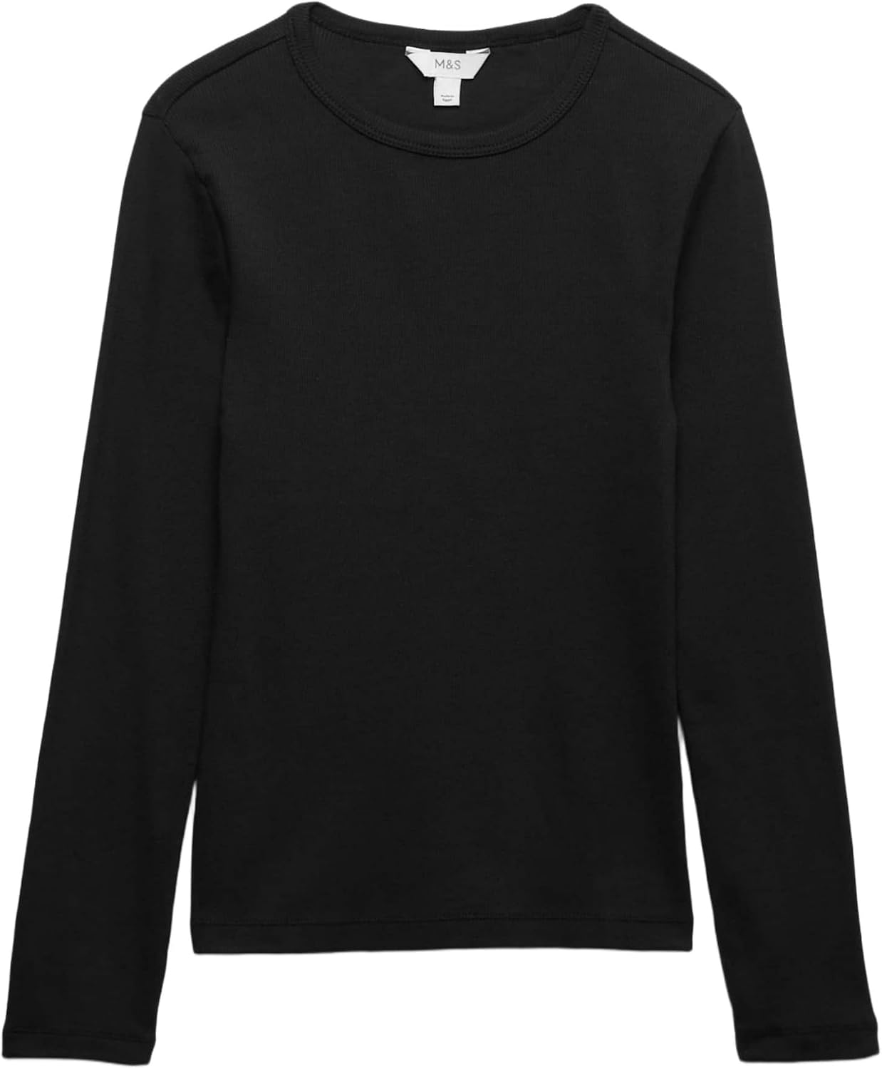 Detalle de Marks & Spencer geribbelde damestop met hoog katoenaandeel, slim fit en stretch